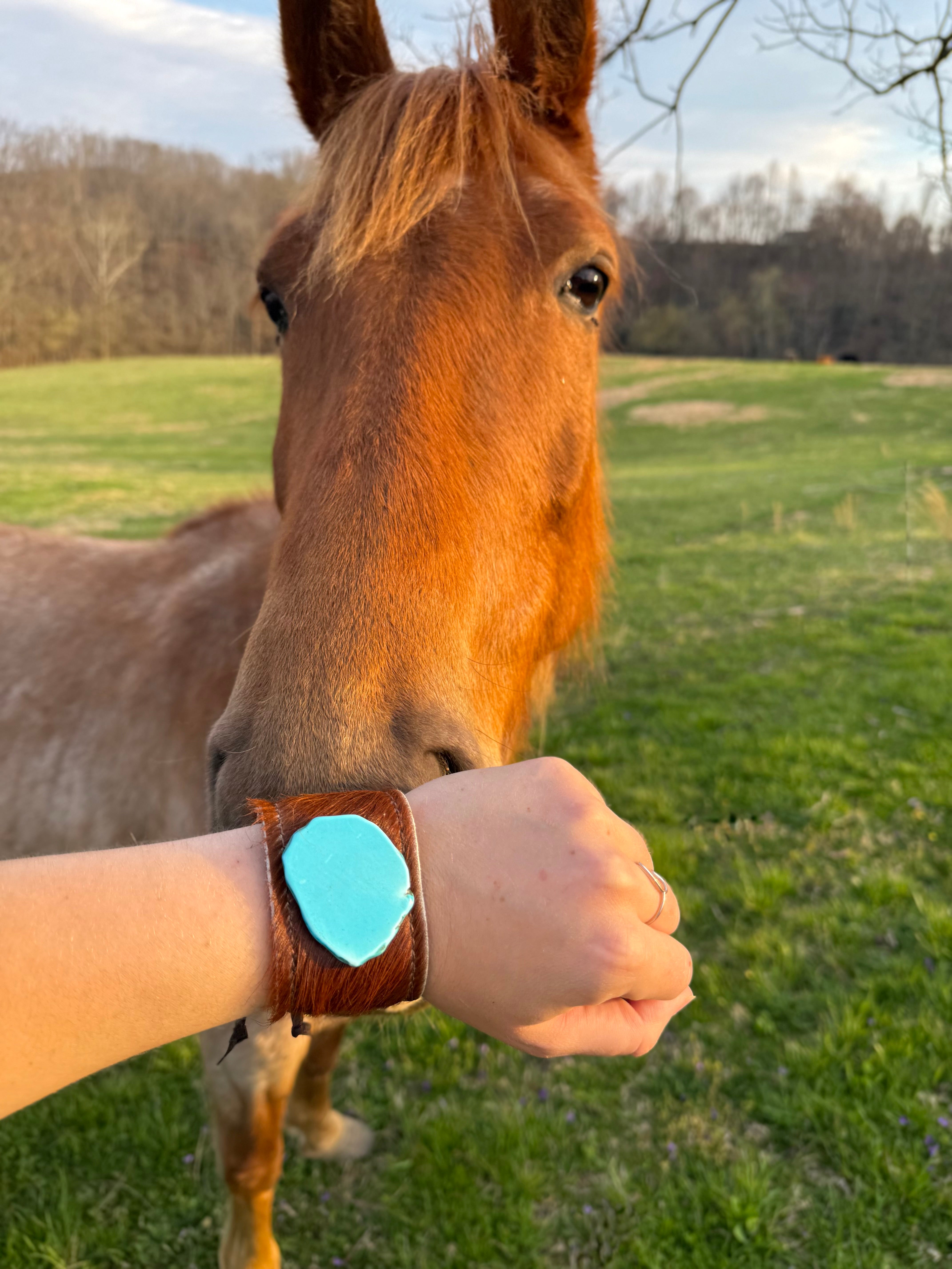 Leather Cow Hide Cuff (Dark)