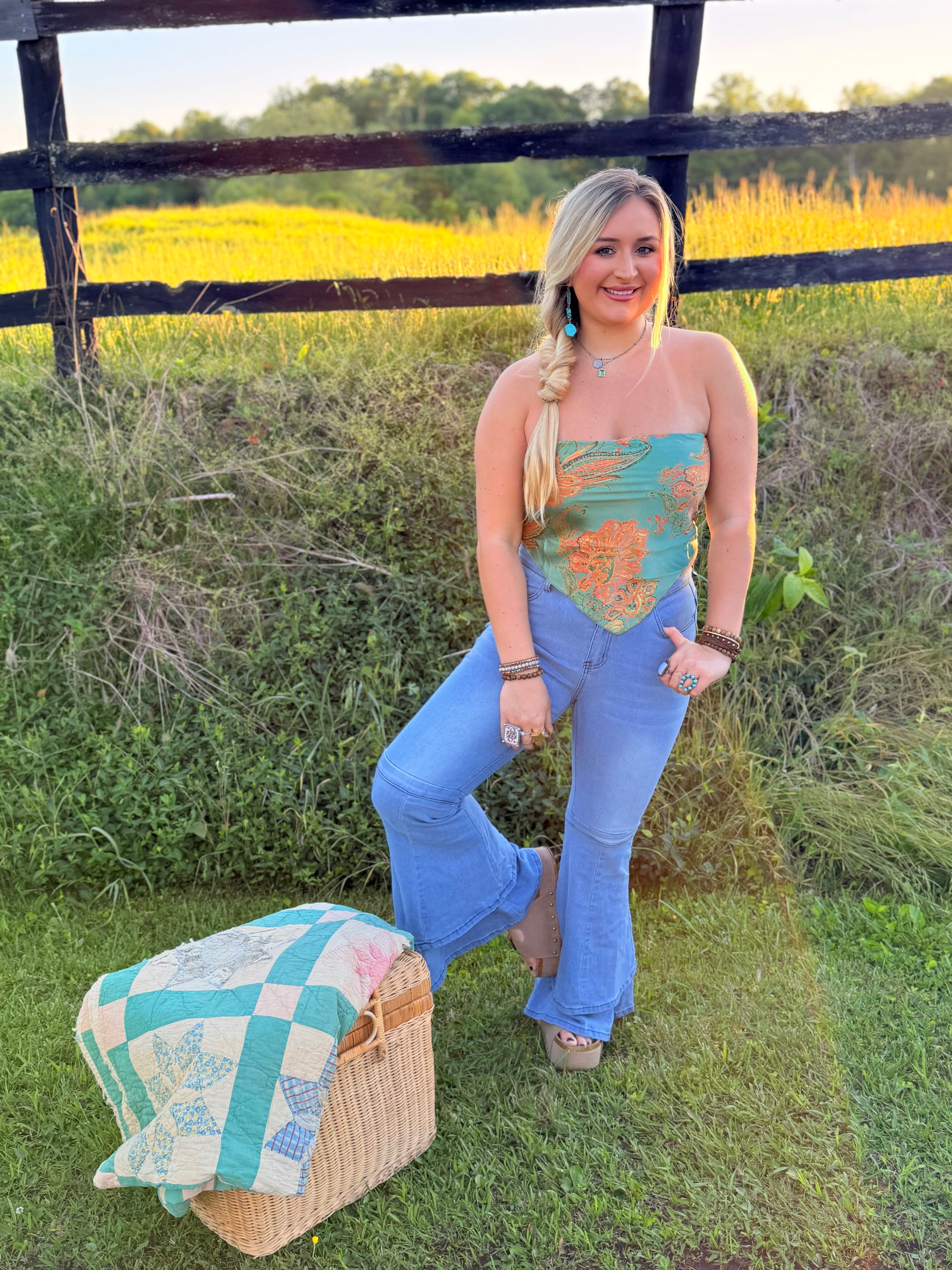 Sun Soaked Bandana Tube Top (Teal)