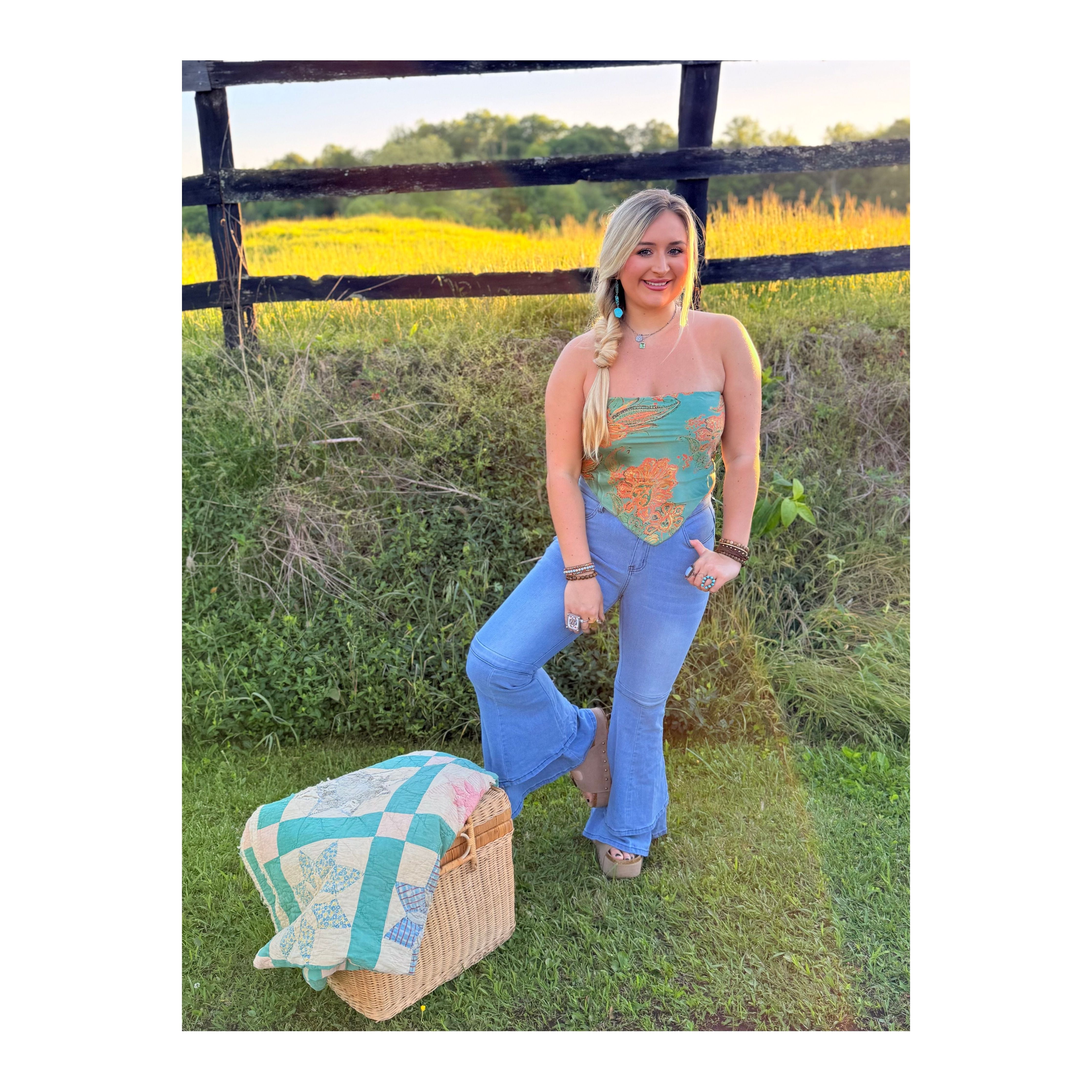 Sun Soaked Bandana Tube Top (Teal)