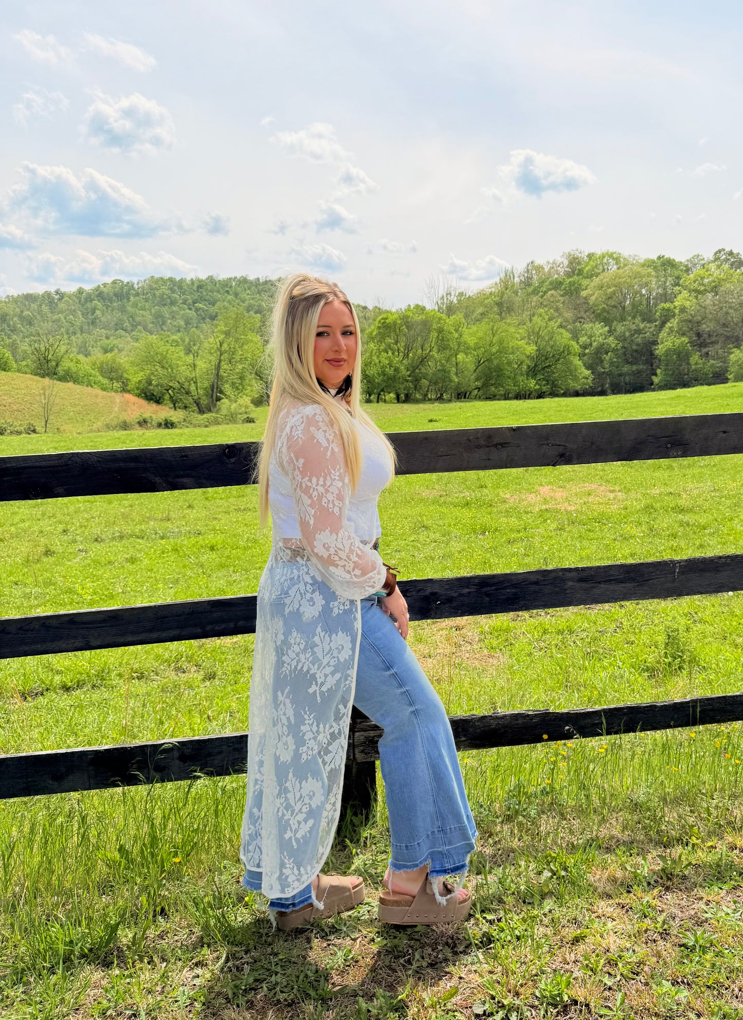Rhiannon High Low Lace Sheer Top