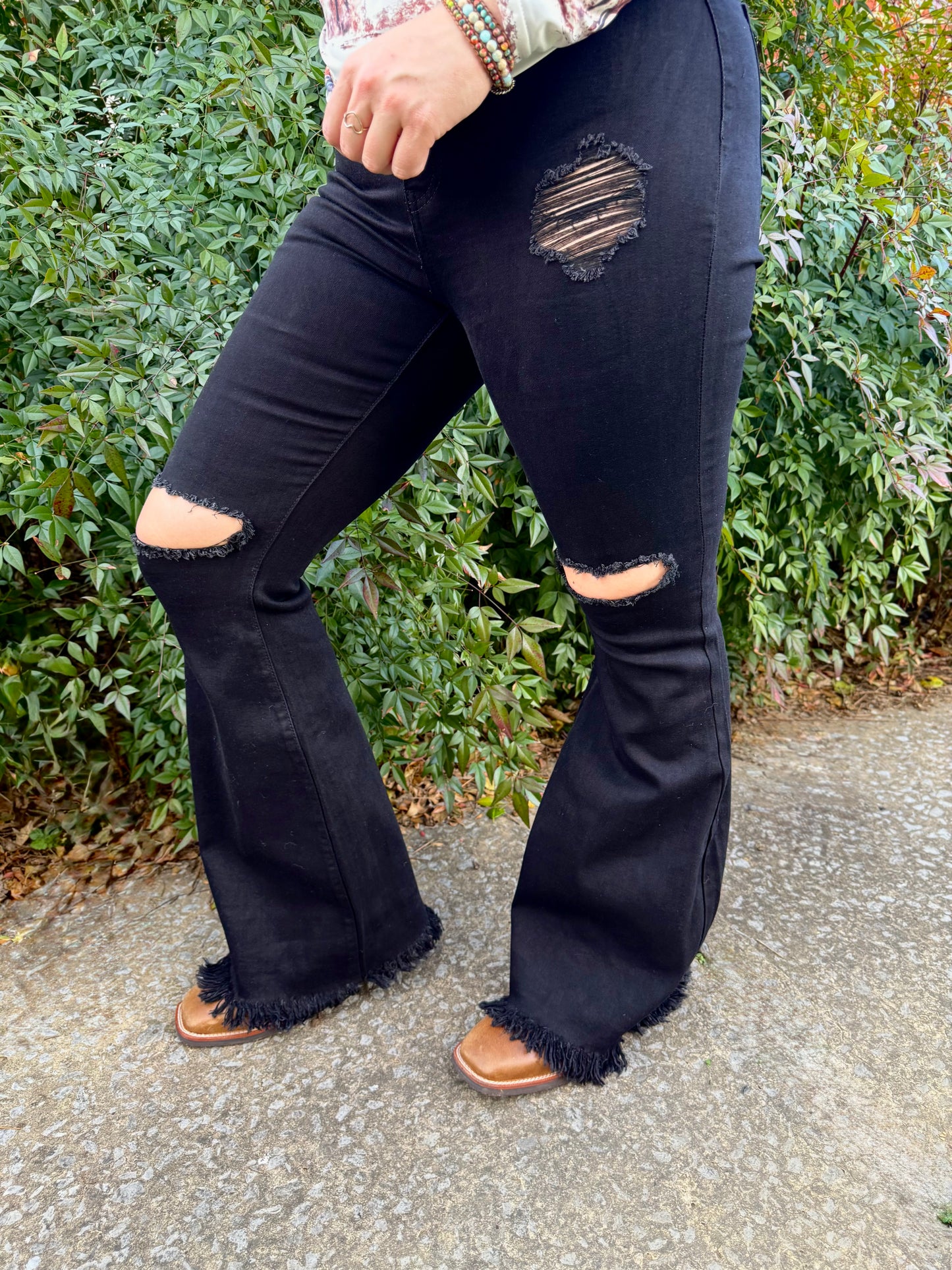 The Steele High Waisted Black Bell Bottom