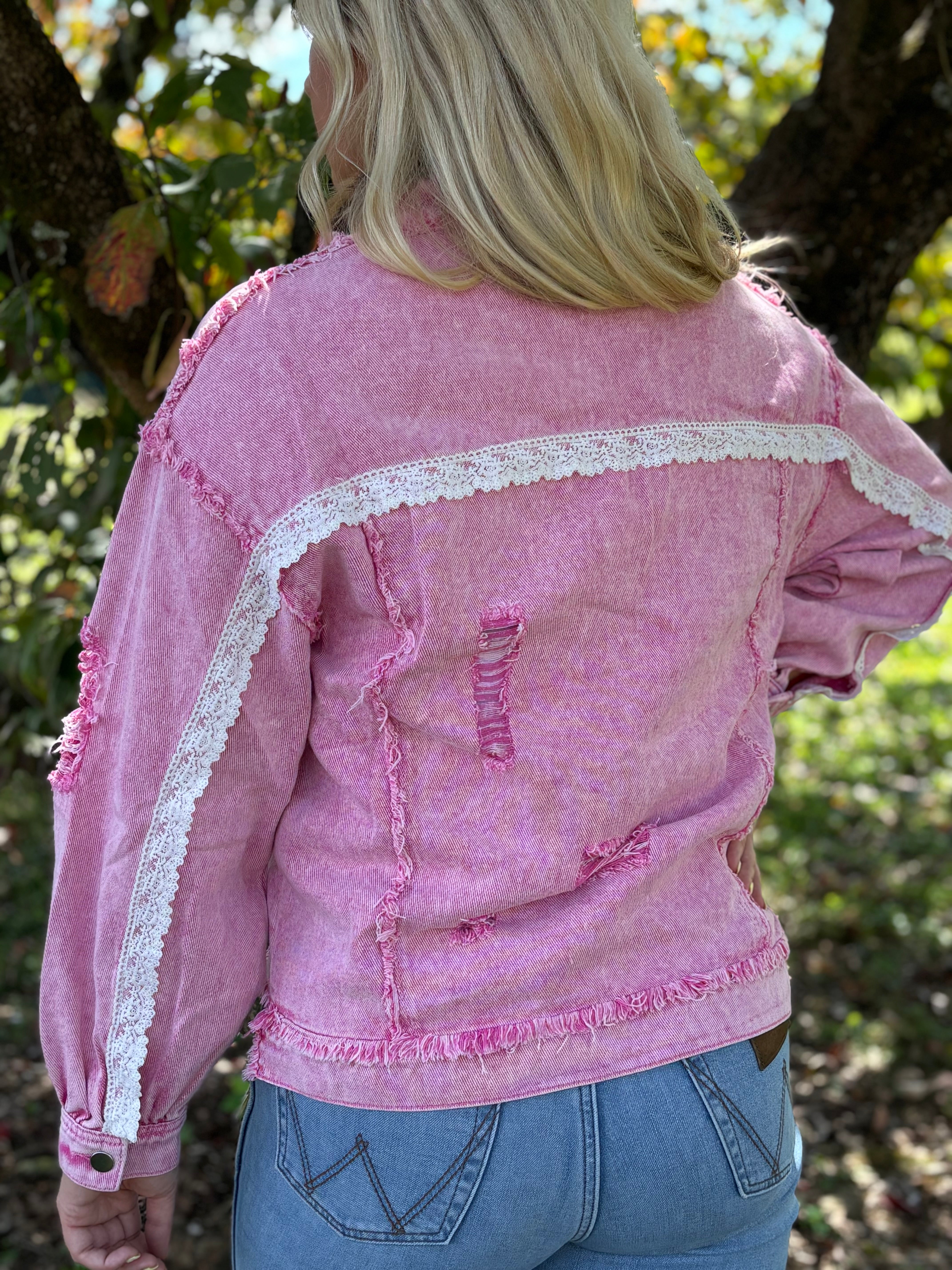 The Lolita Pink Lace Trim Shacket