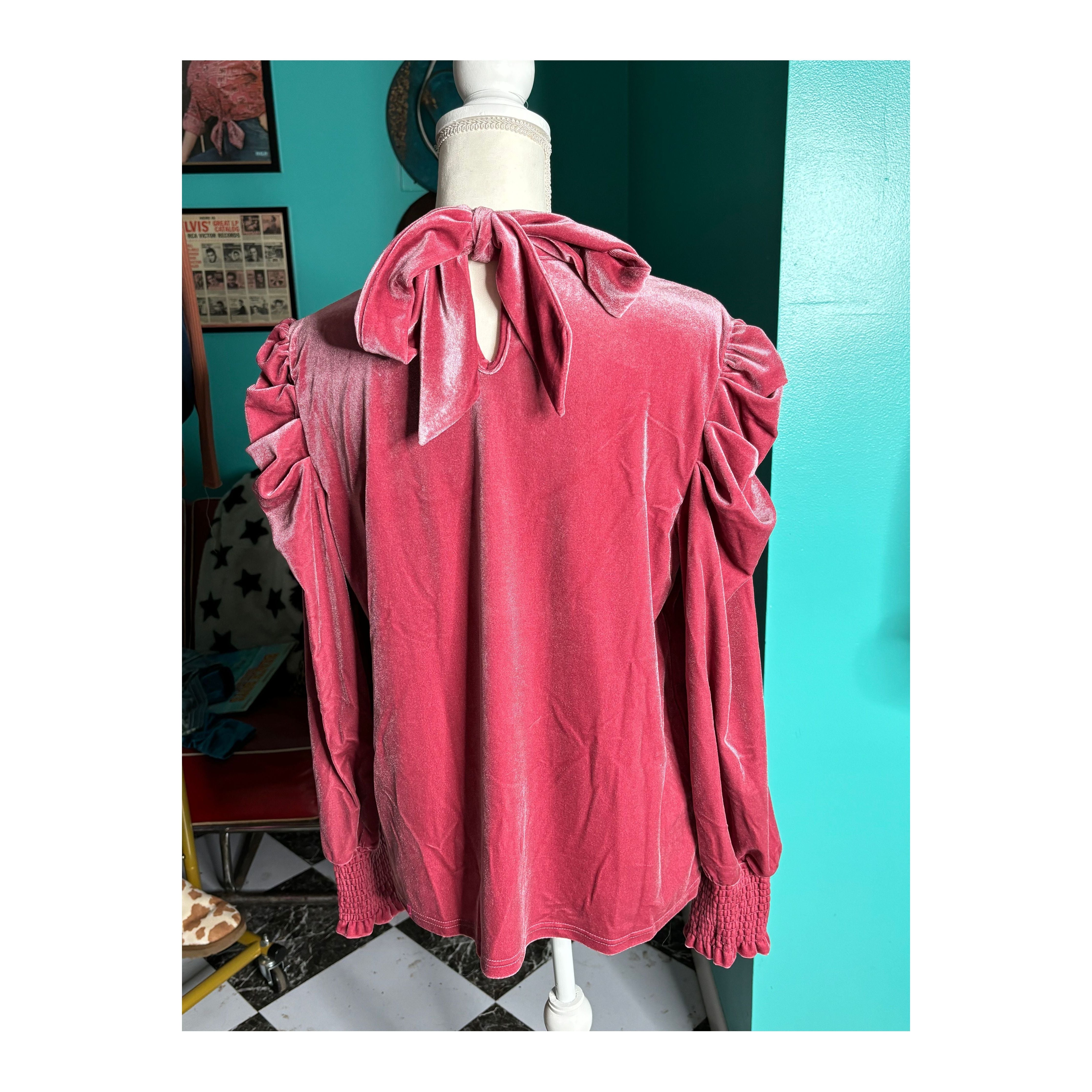Pink Velvet Bow Top