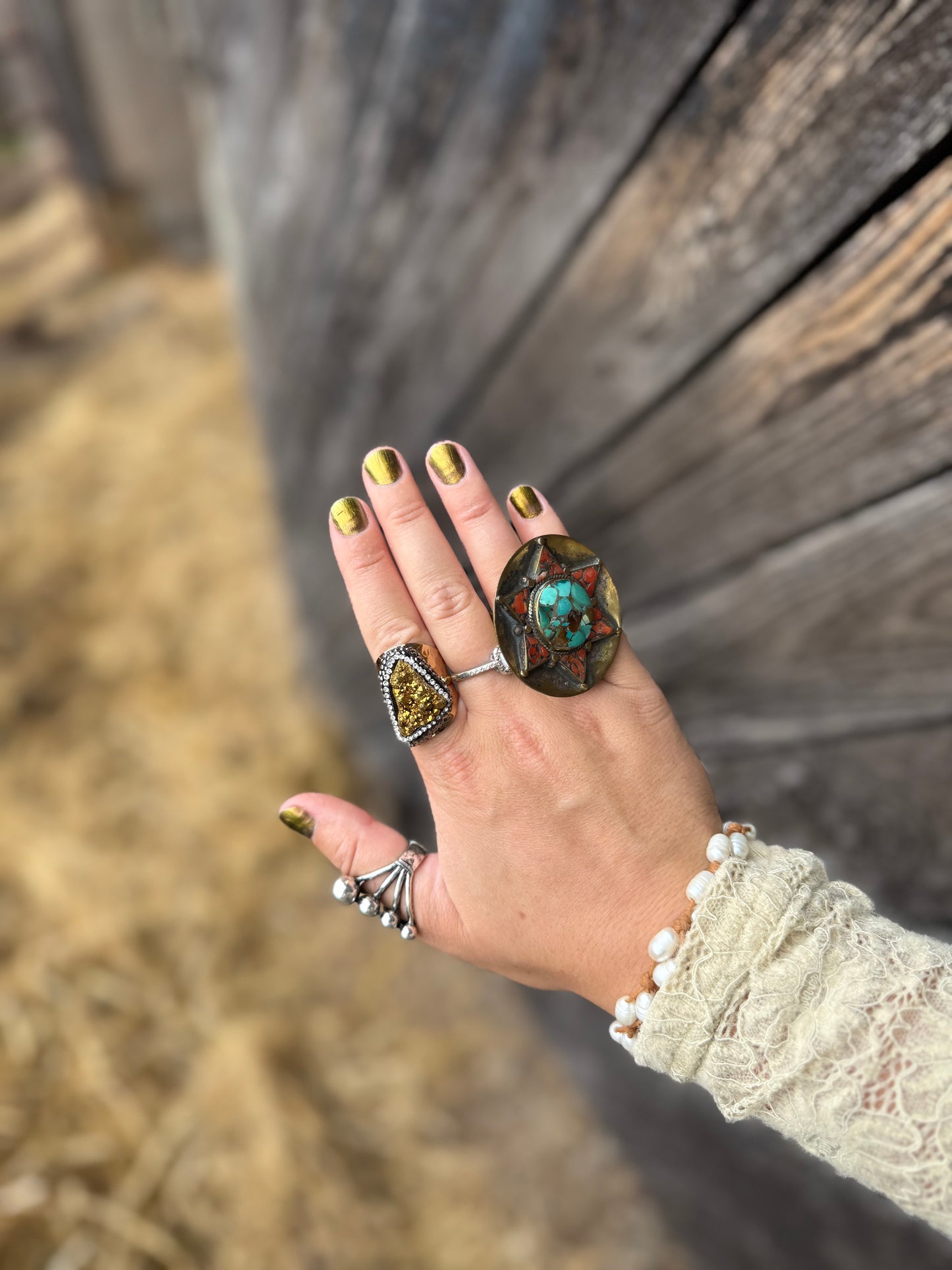 Moonlit Bead Ring