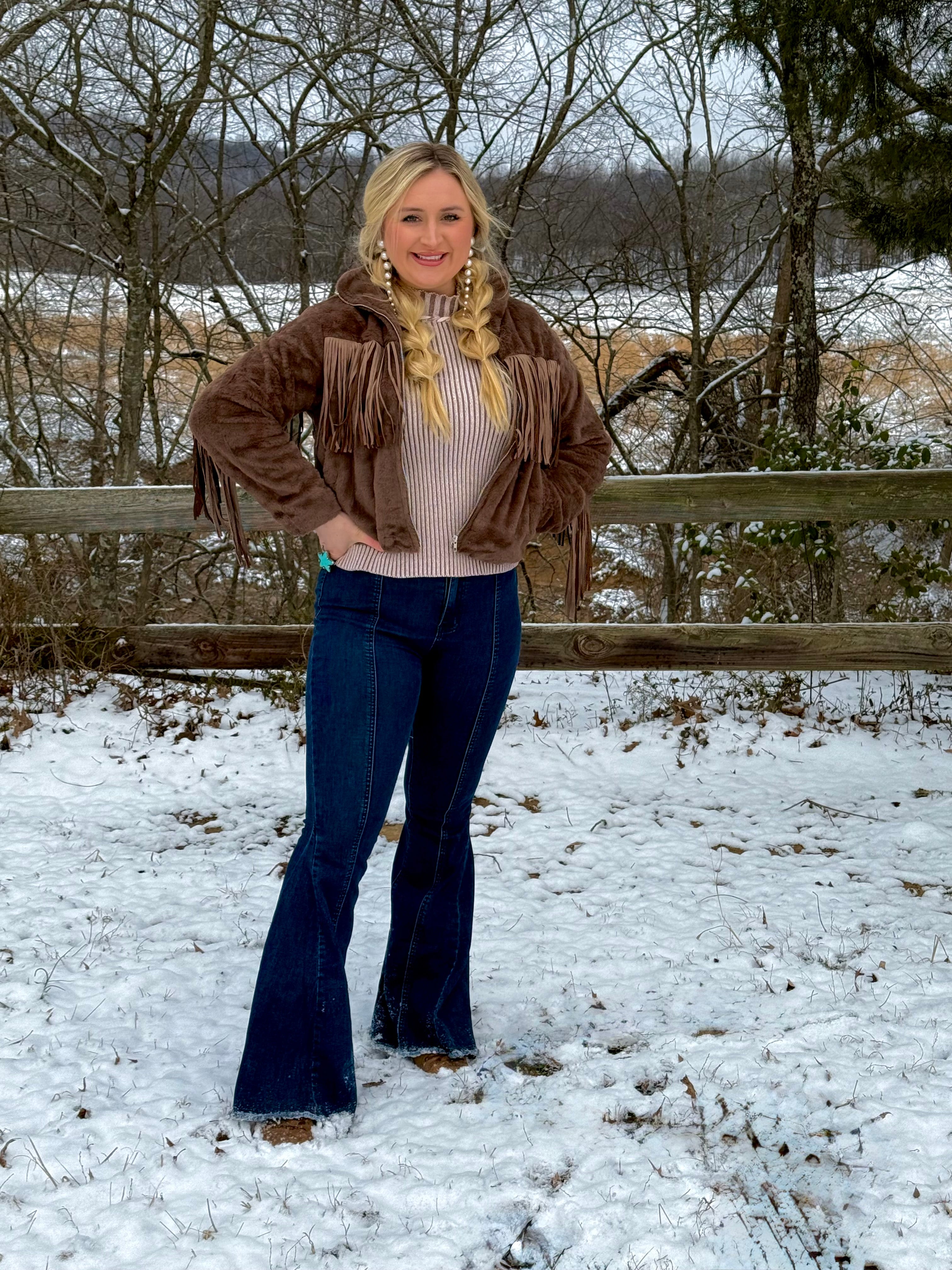 Brown Soft Fringe Jacket