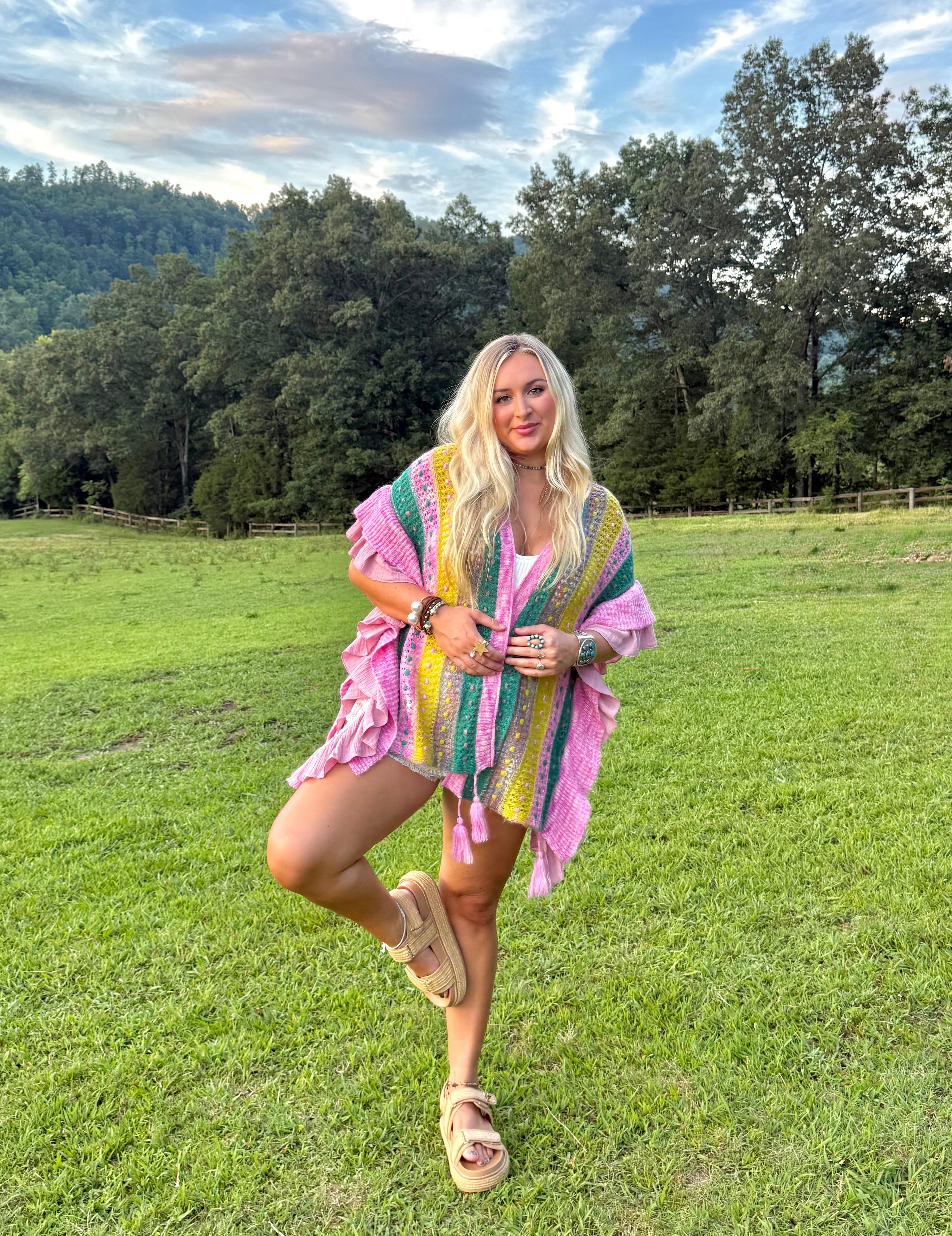 POL: Summer Lovin Pink Ruffled Cardigan