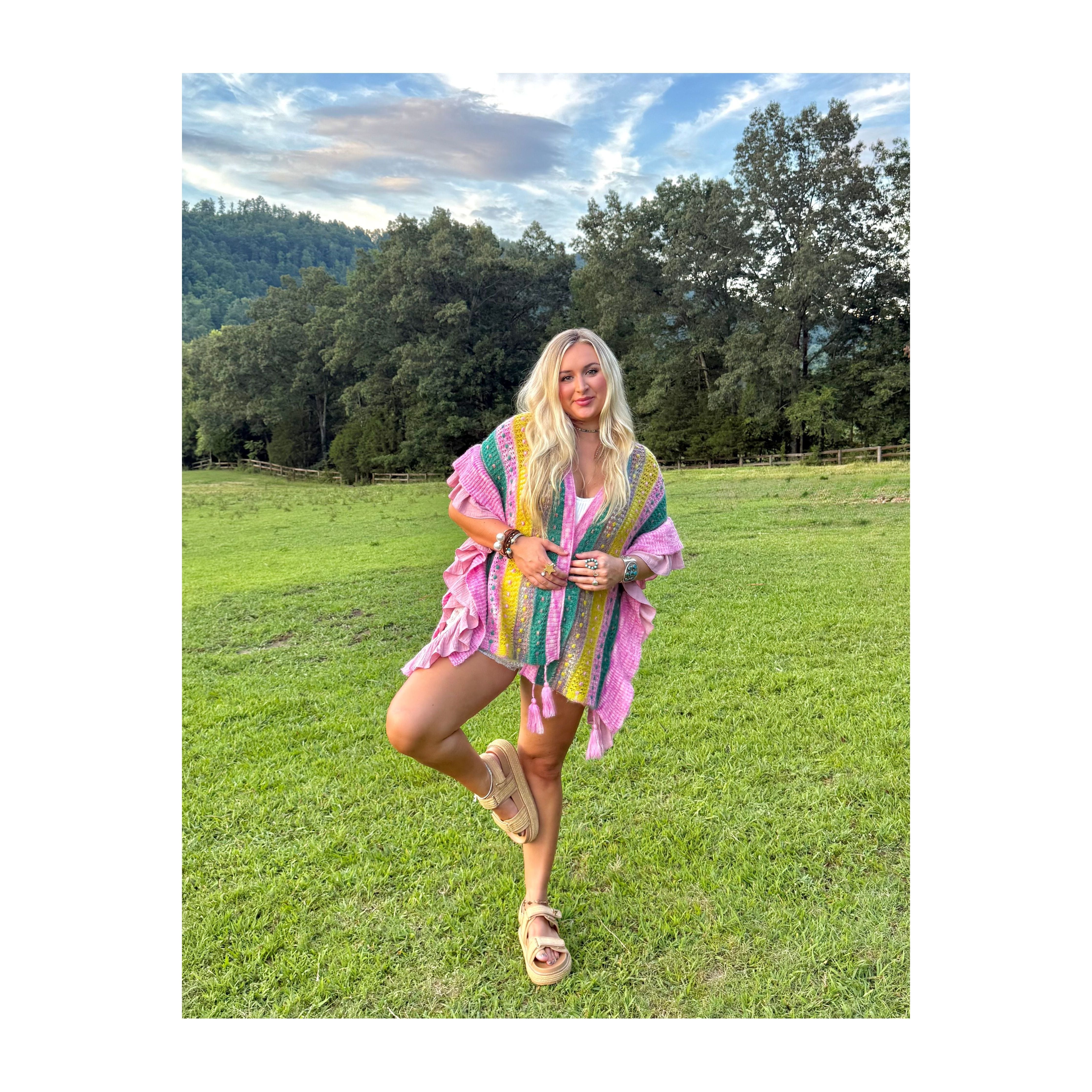 POL: Summer Lovin Pink Ruffled Cardigan