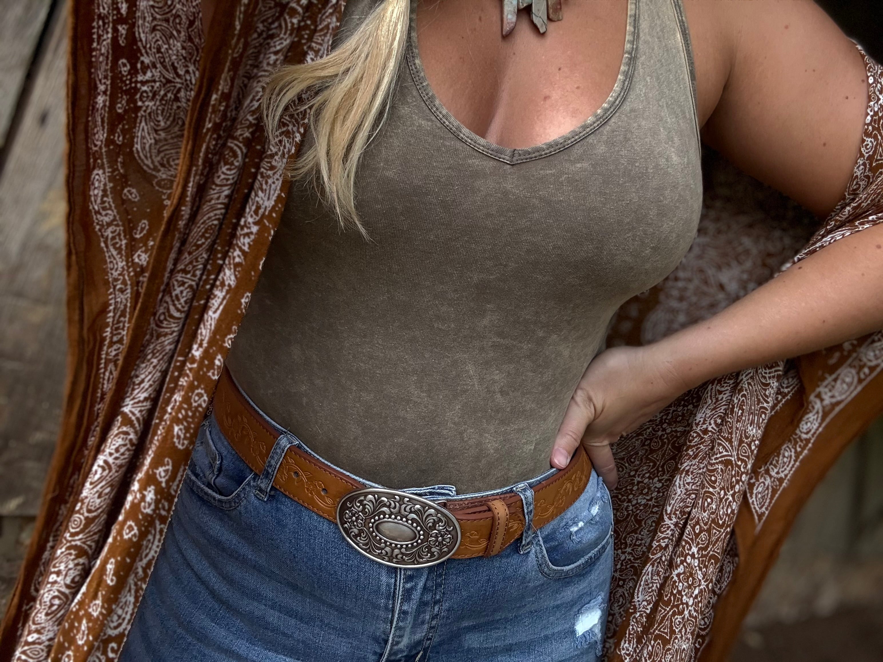 Zenana Olive Washed Bodysuit