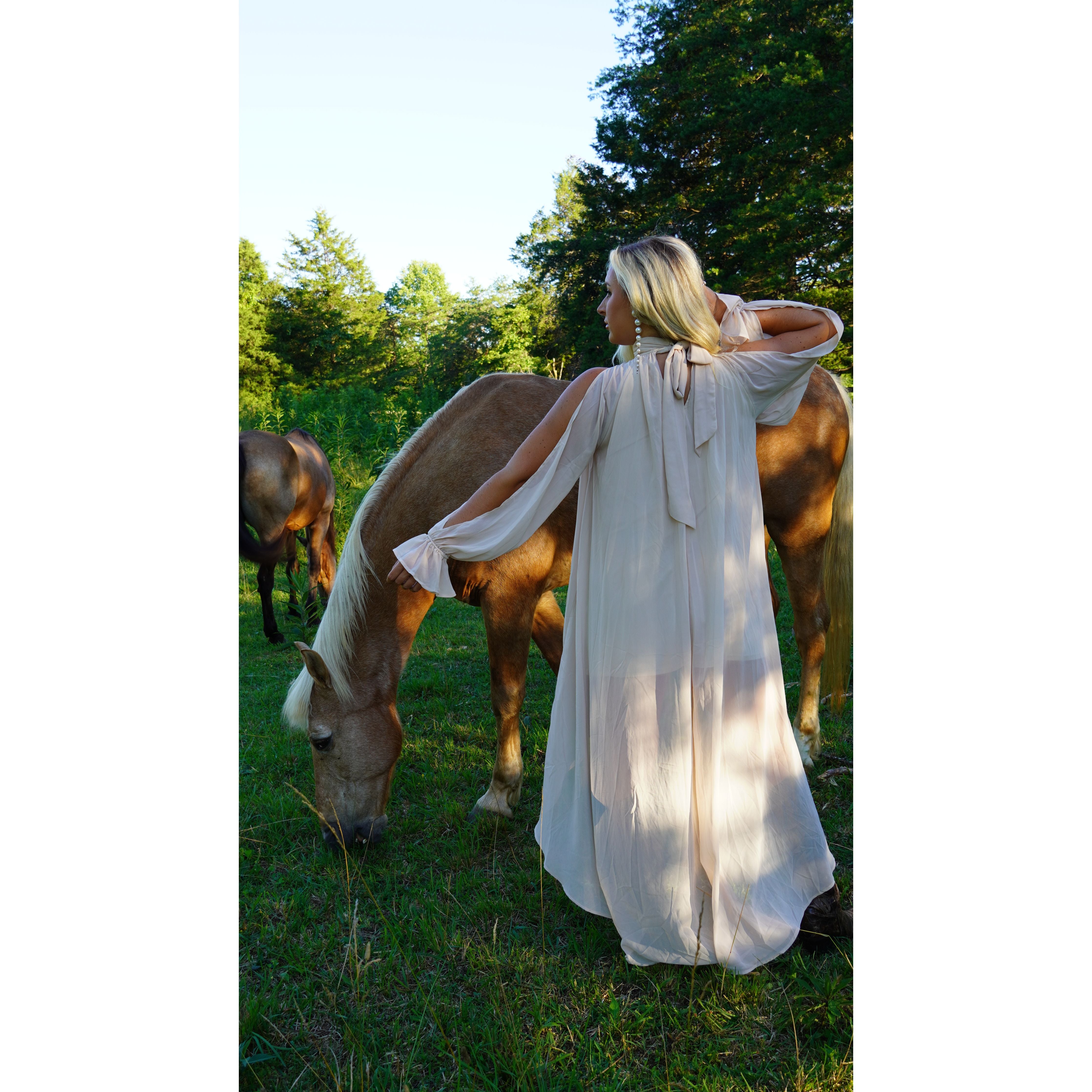 Elegant High Low Flowy Dress in Cream