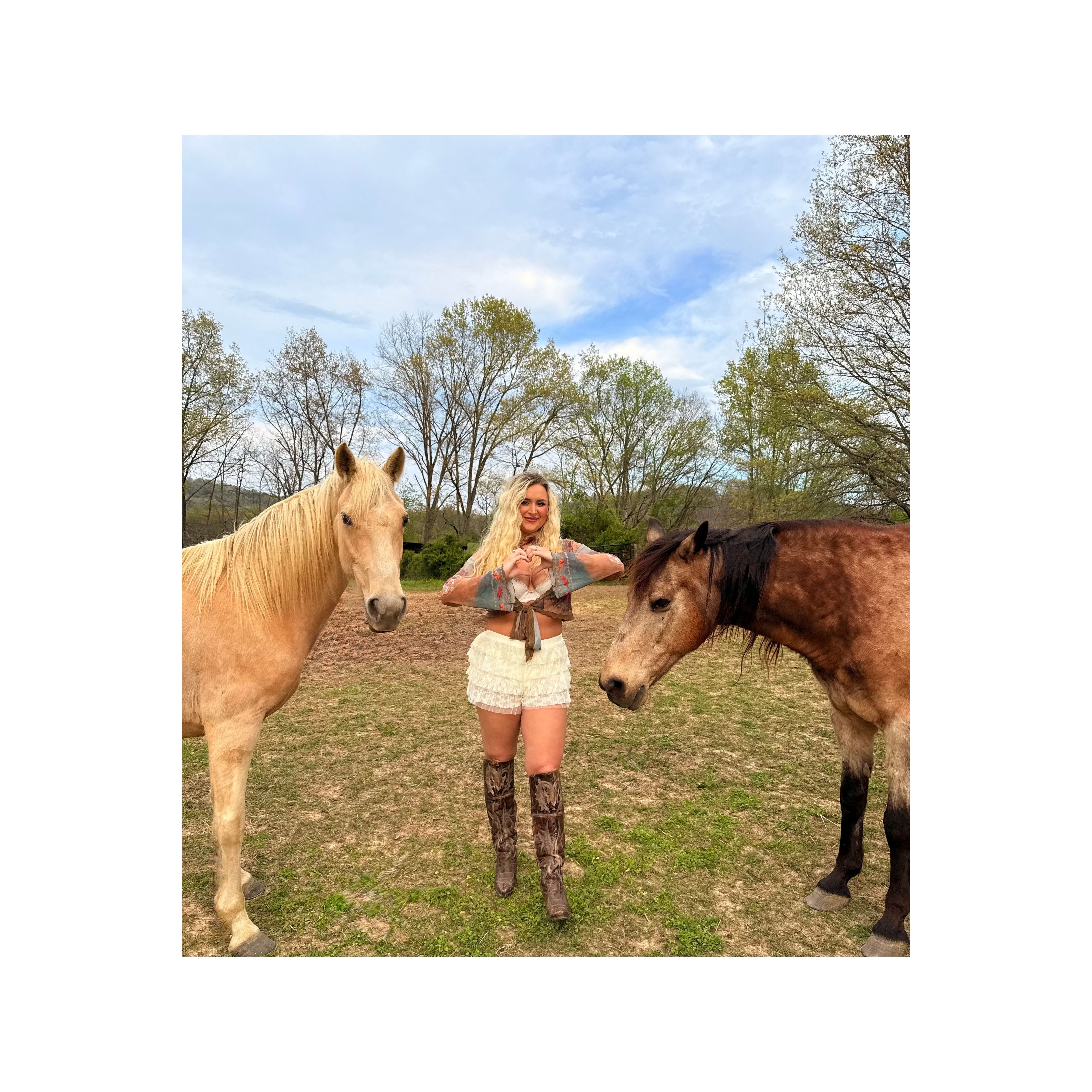 Presley Lace Trim White Ruffle Shorts