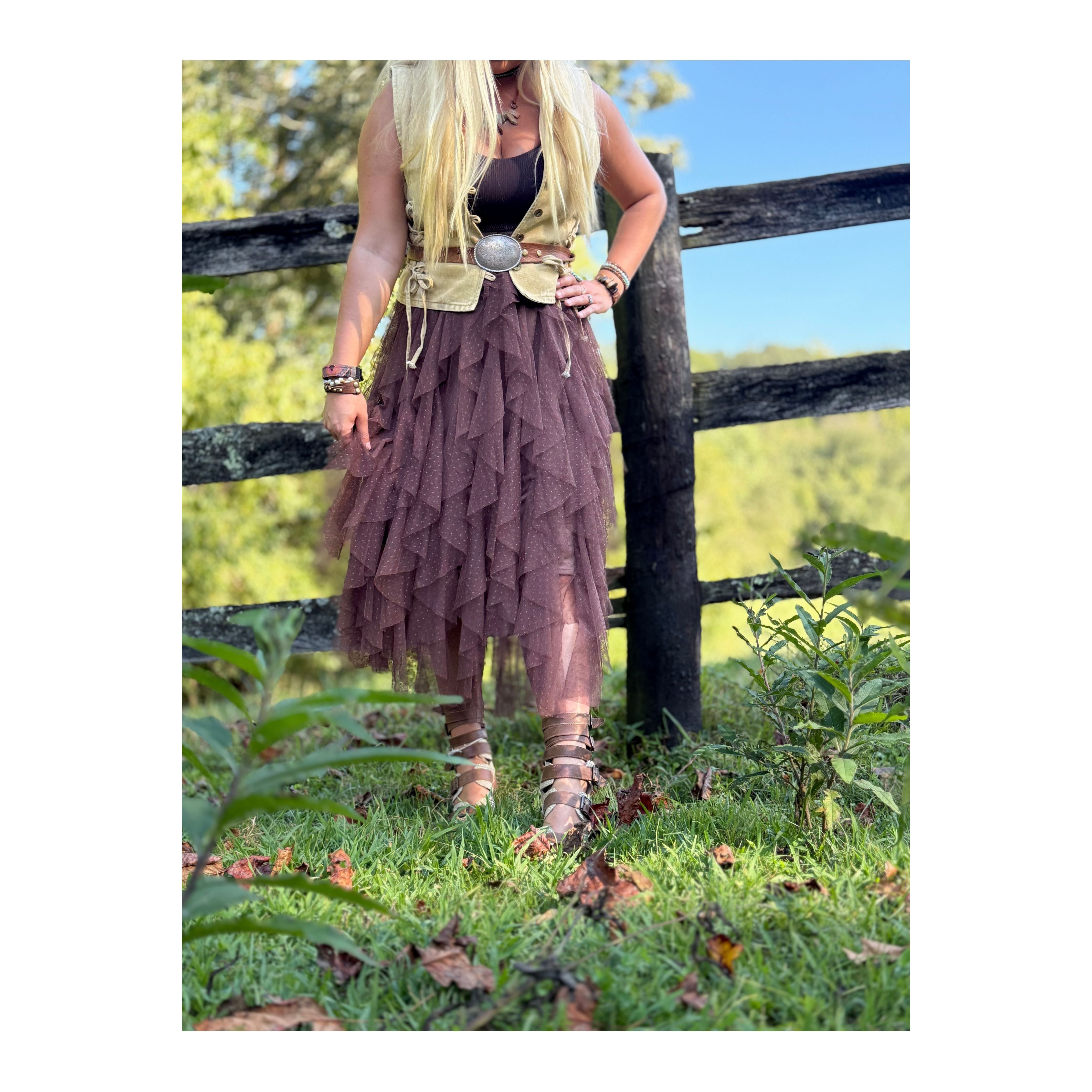 The Willow Mocha Tiered Skirt