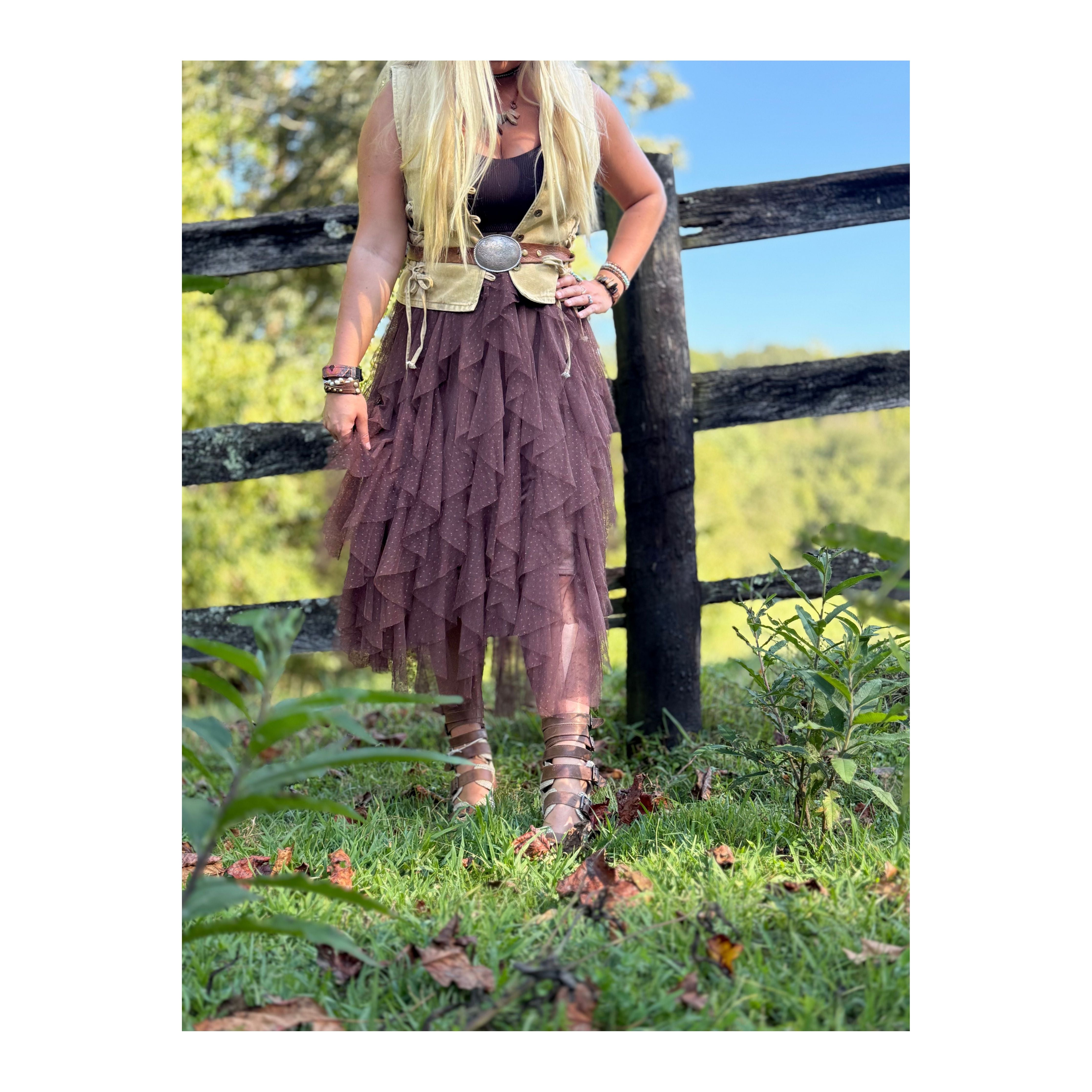 The Willow Mocha Tiered Skirt