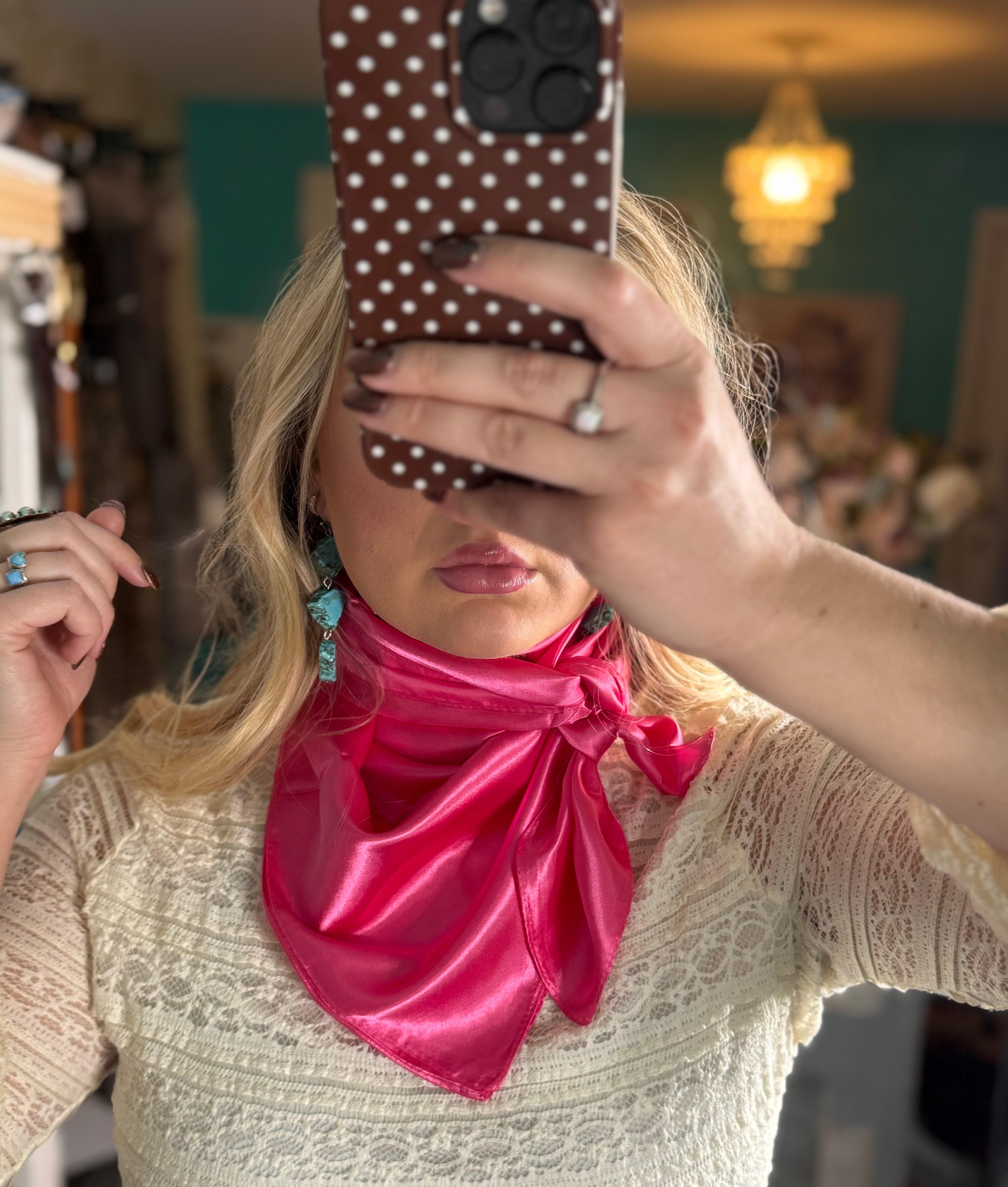 Dark Pink Satin Scarf