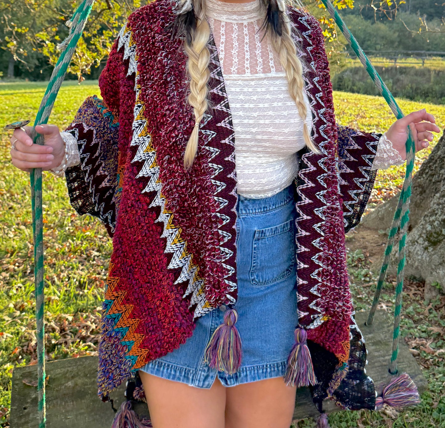 Boheme Soul Crochet Kimono in Red