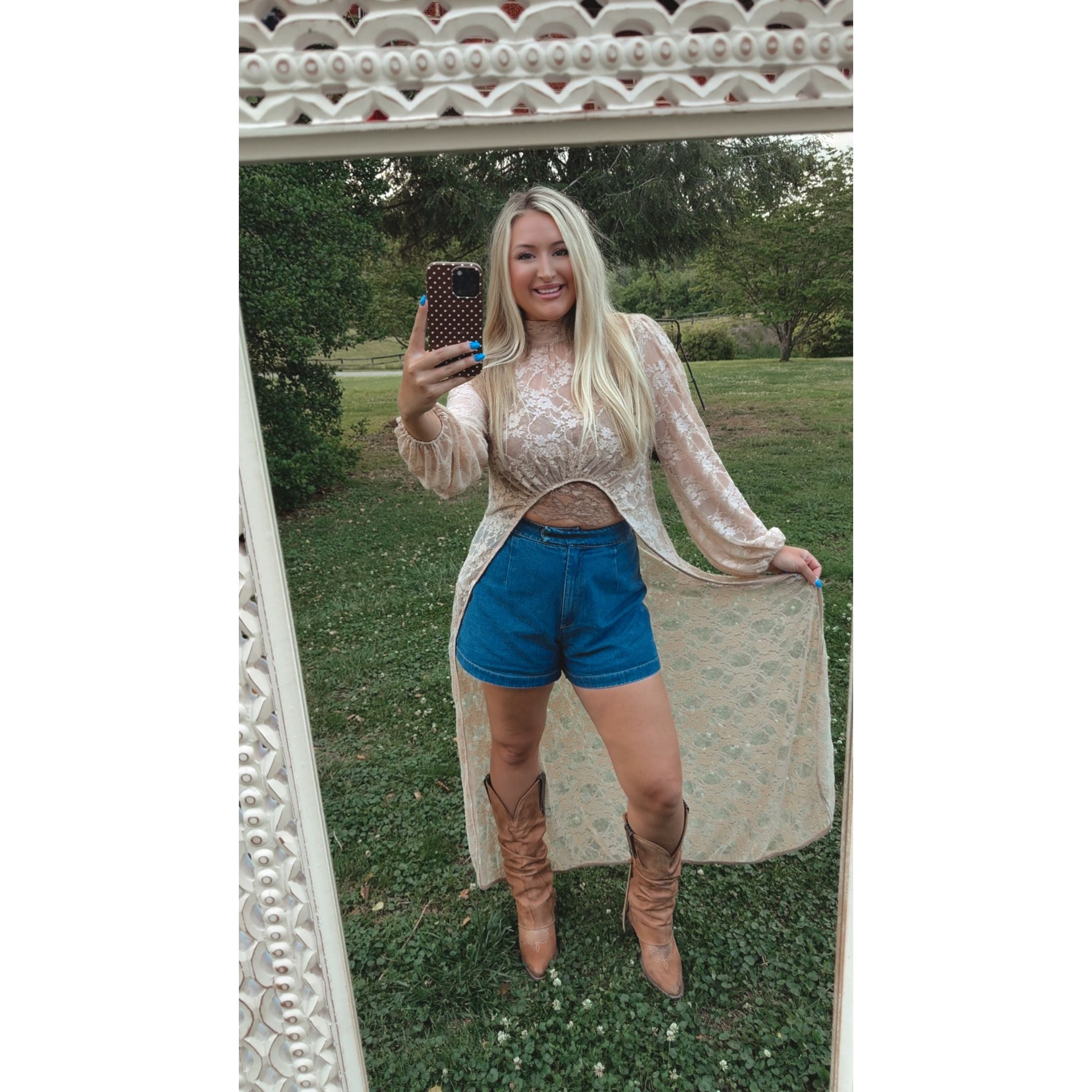 Retro High Rise Jean Shorts