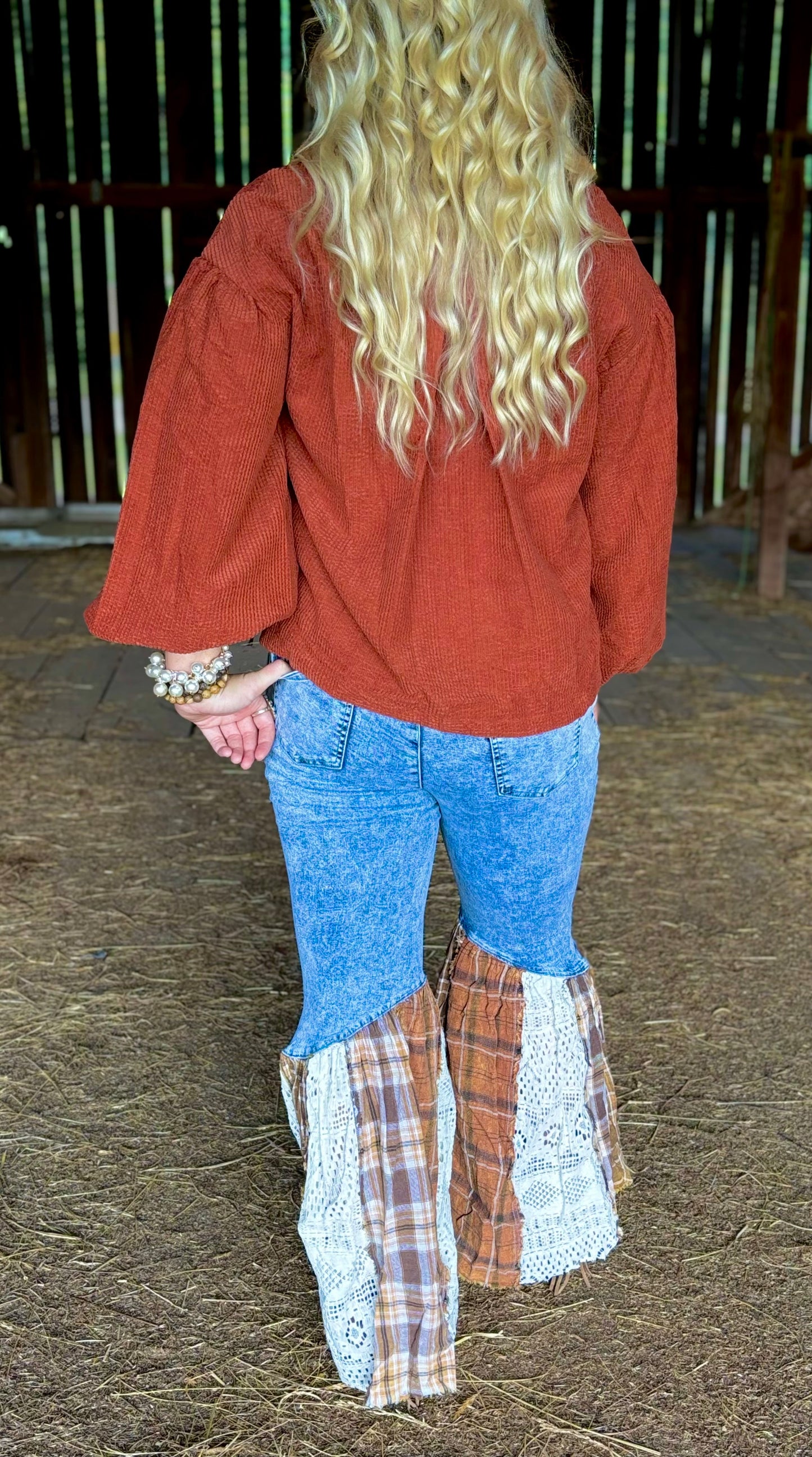 Flirty Flannel Flare Jeans