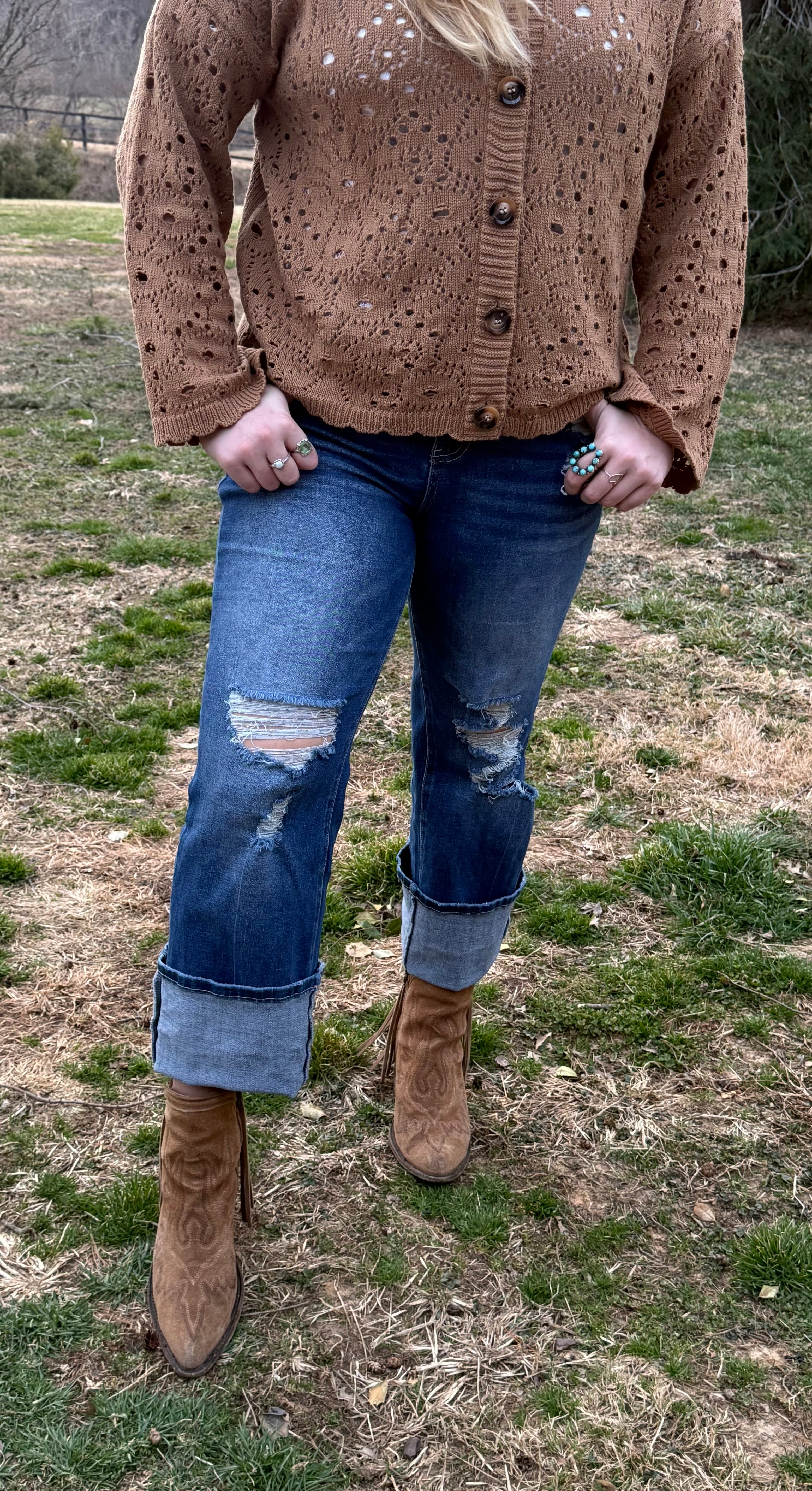 Madison High Rise Ripped Cuff Jean