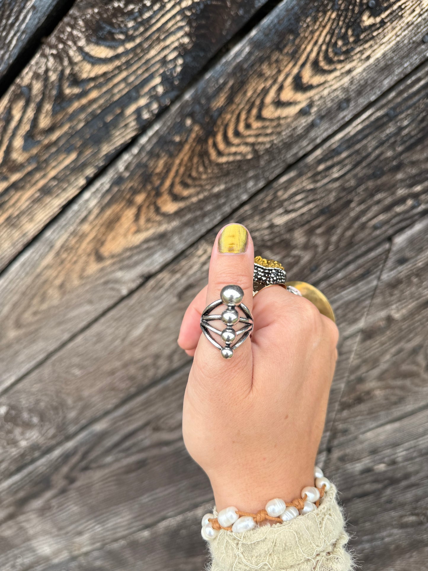 Moonlit Bead Ring