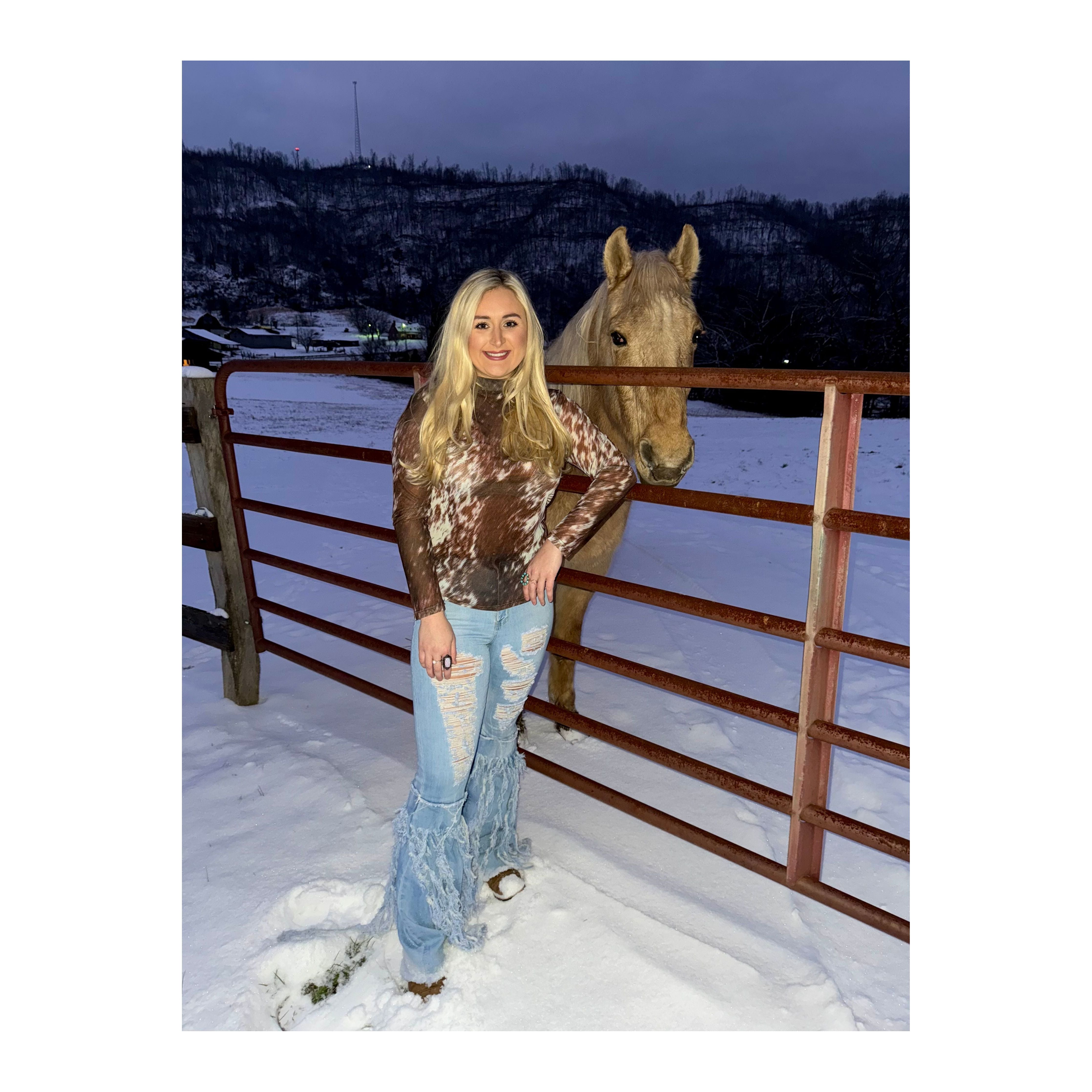 Cow Hide Mesh Top