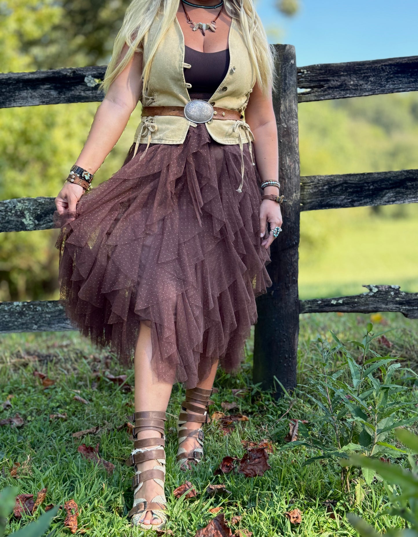 The Willow Mocha Tiered Skirt