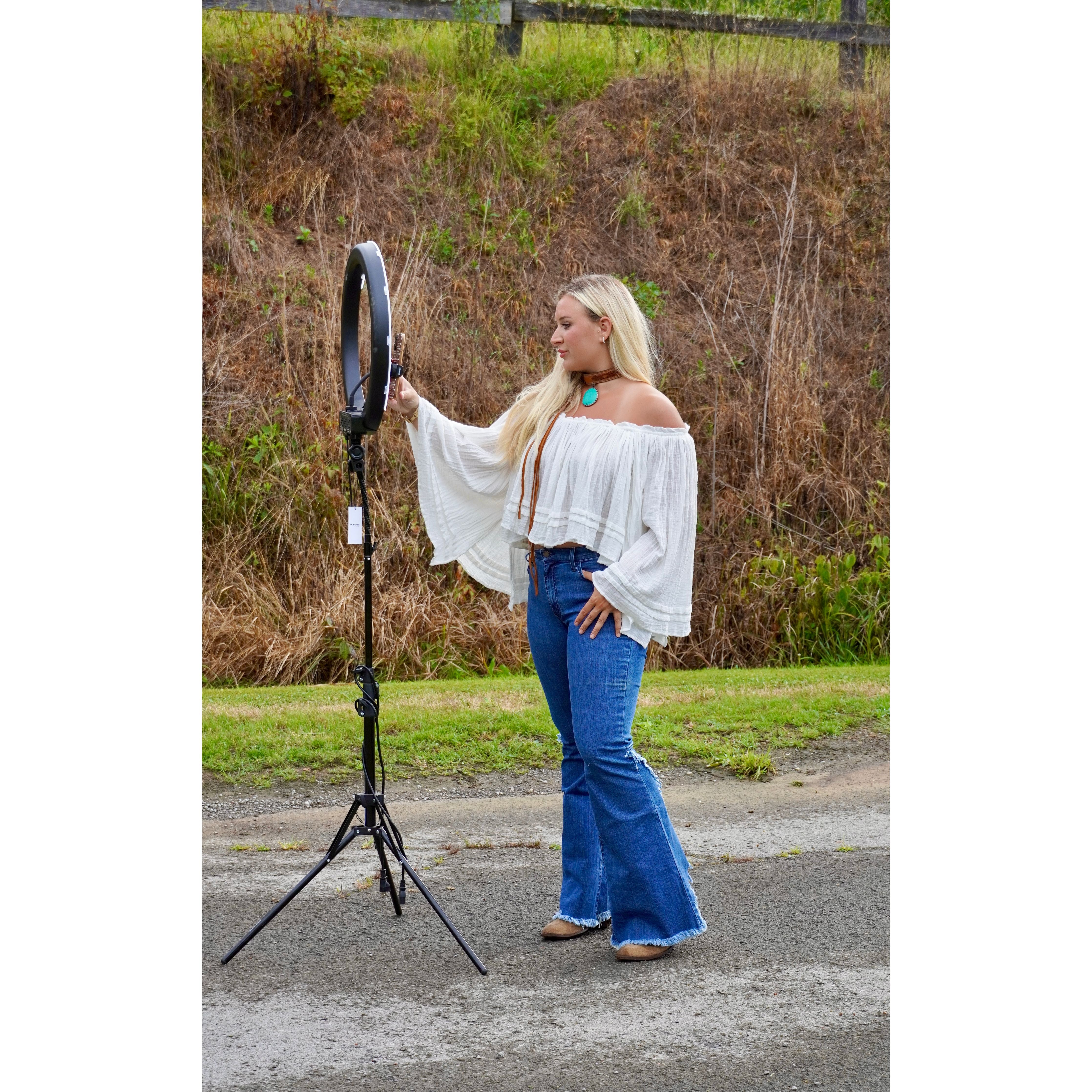 Ruffled Split Back Flare Jeans