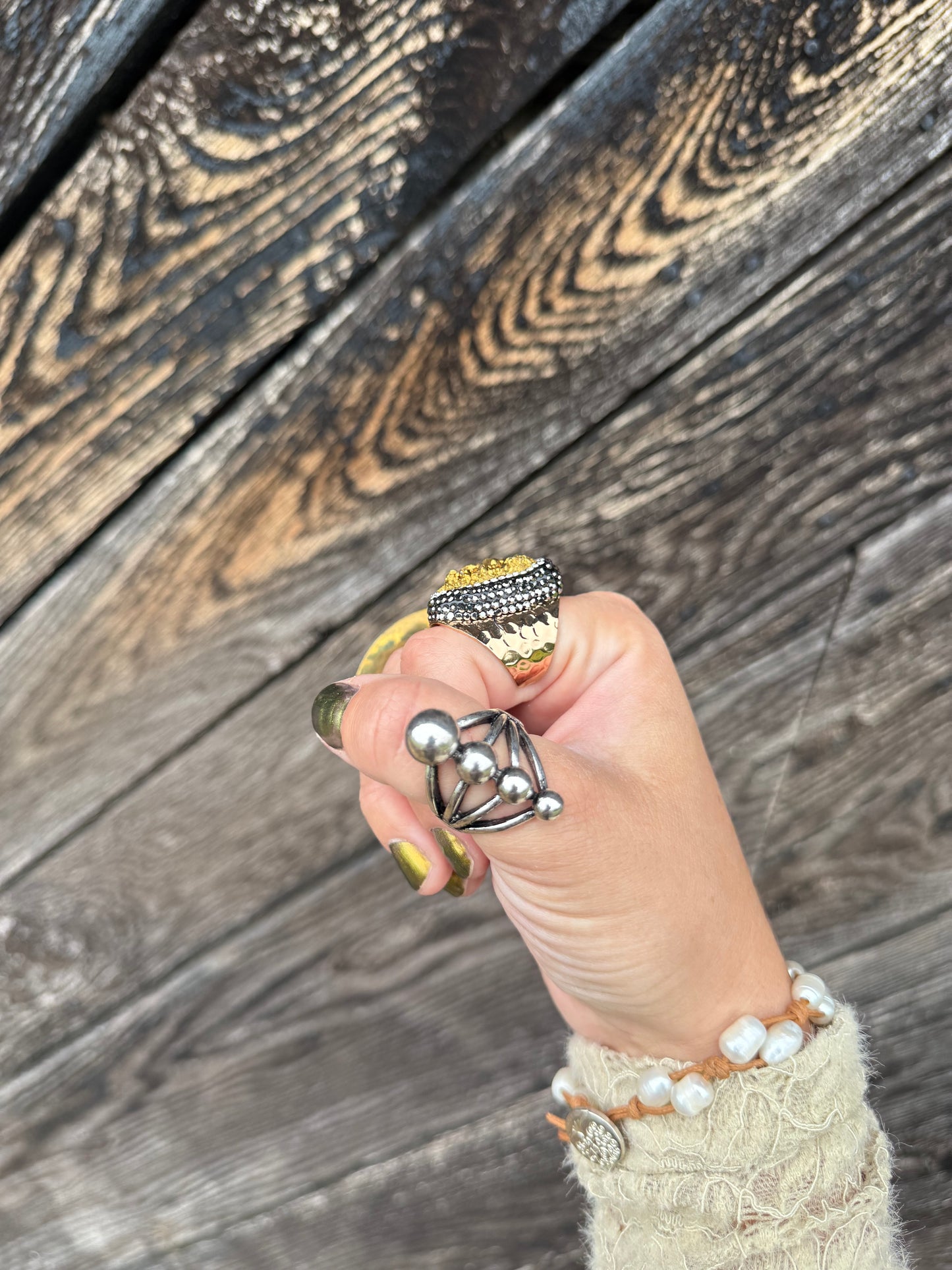 Moonlit Bead Ring