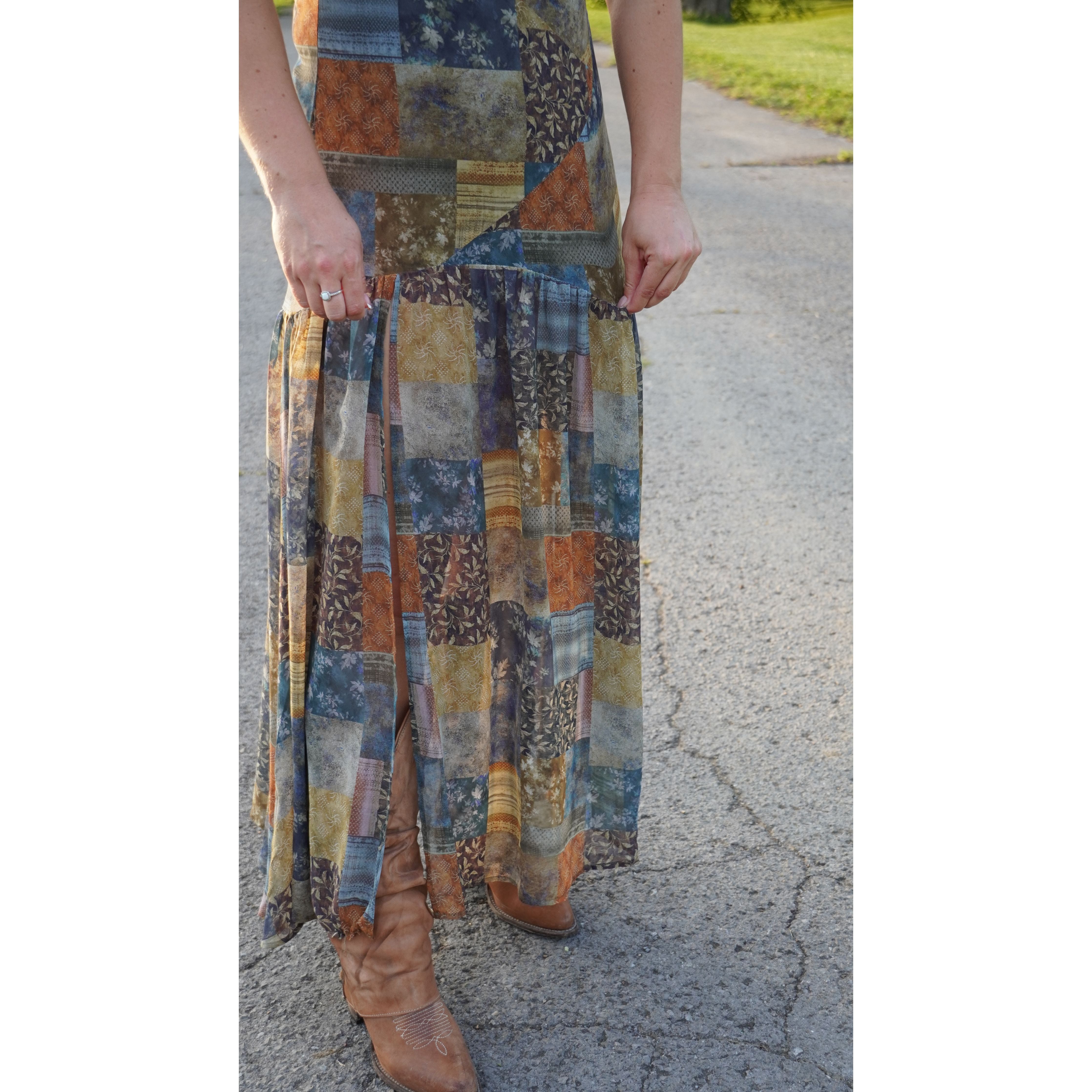 Strapless Patchwork Maxi Dress