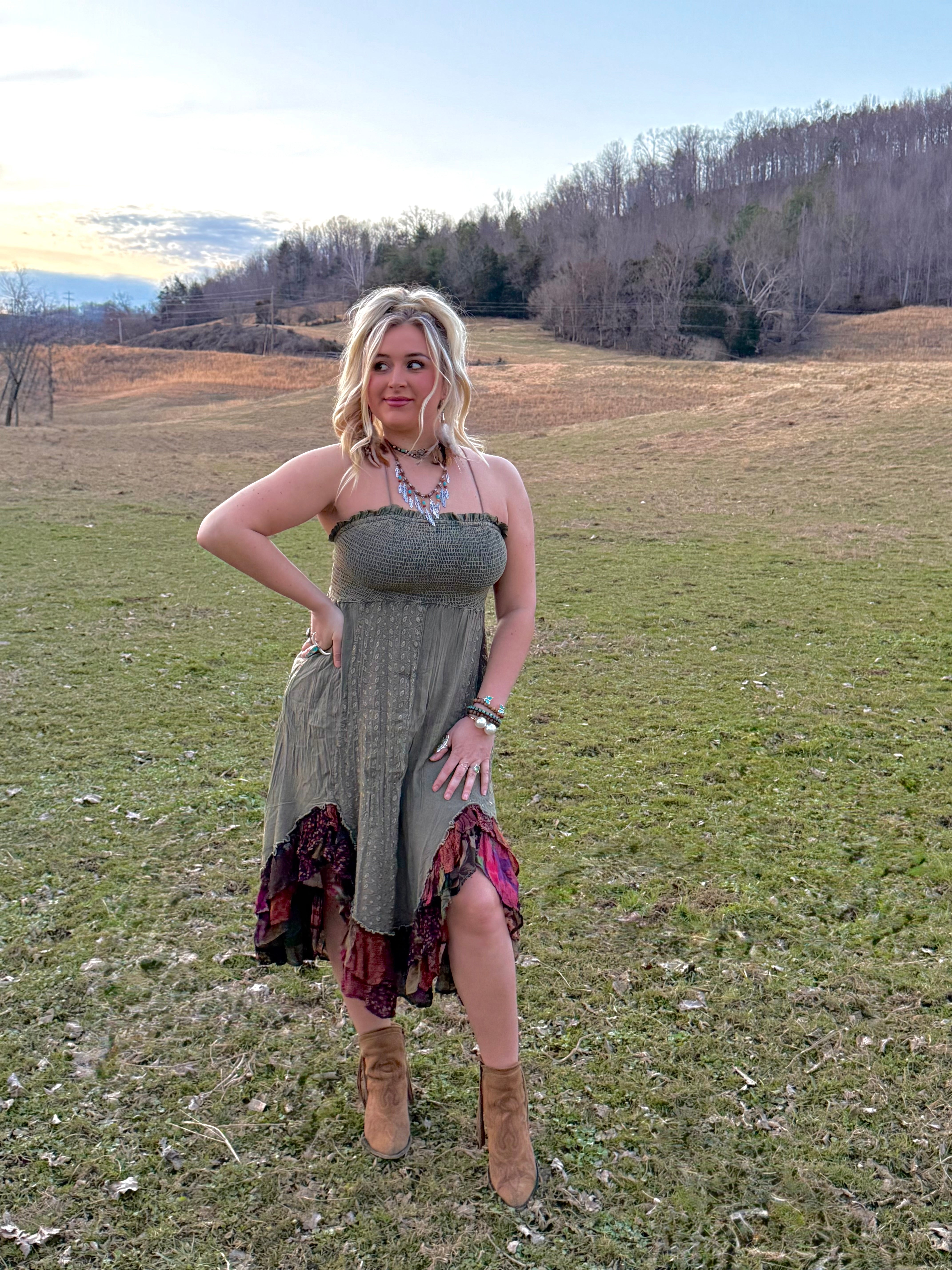 Picking Flowers Boho Midi Dress