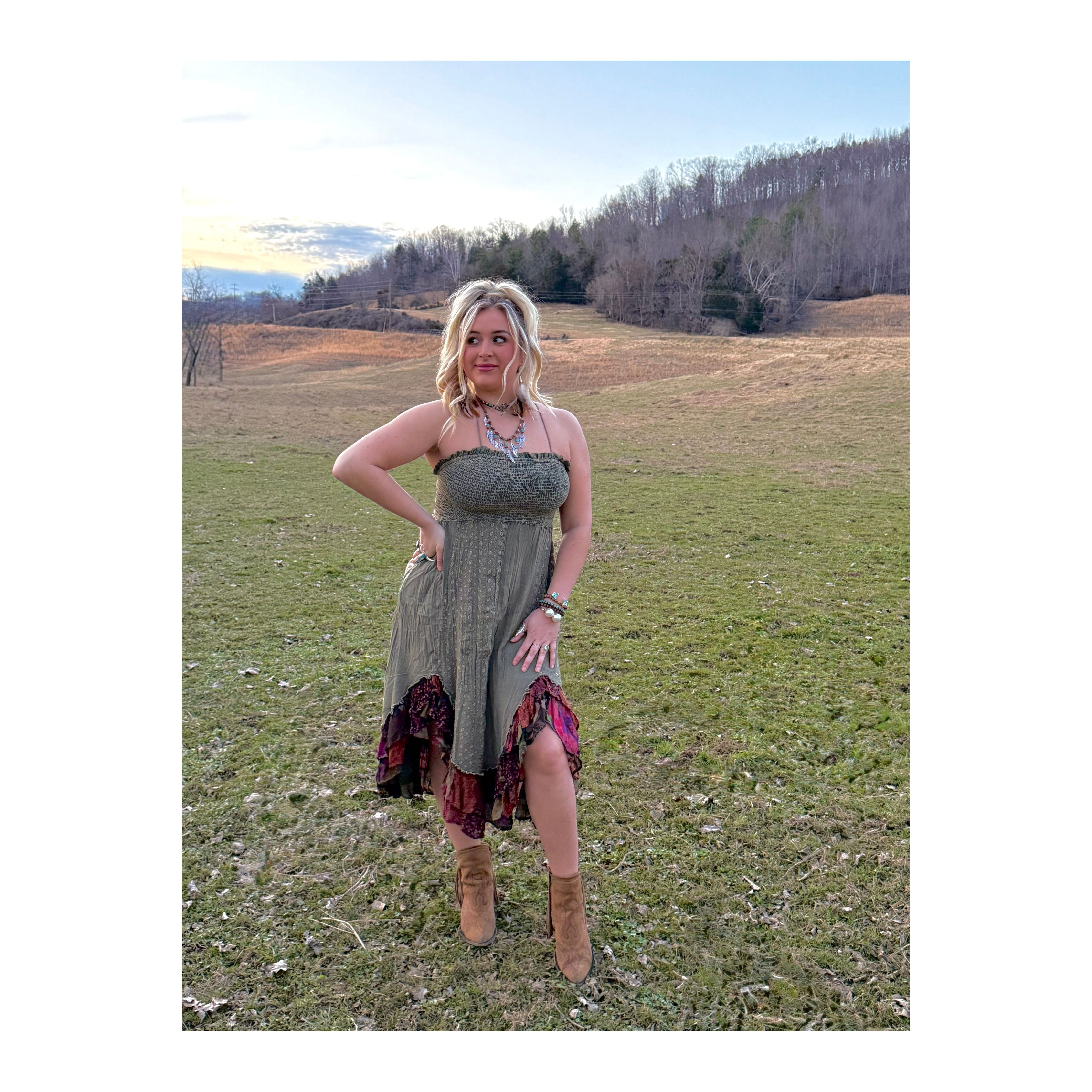 Picking Flowers Boho Midi Dress