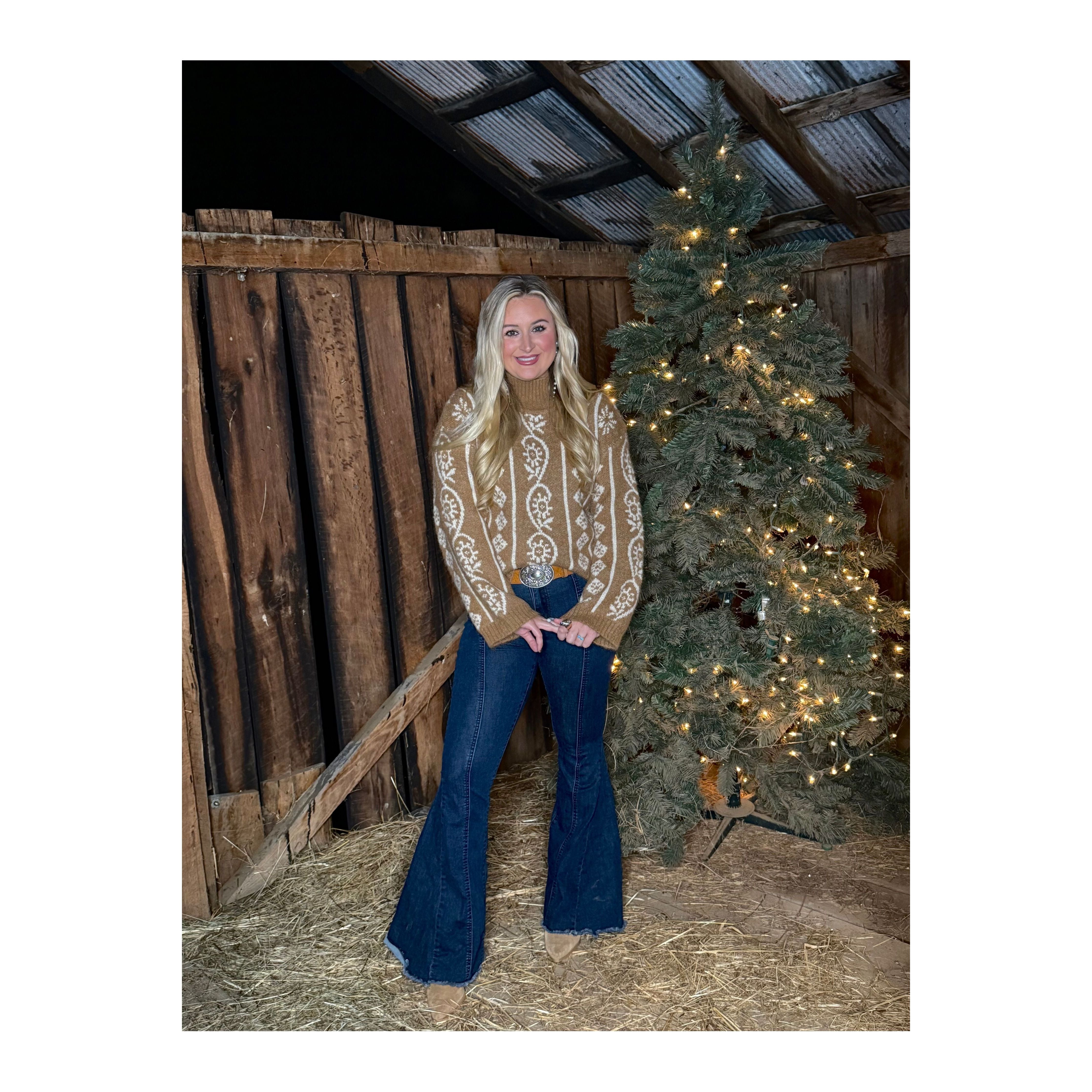 Cozy Mock-Neck Taupe Sweater