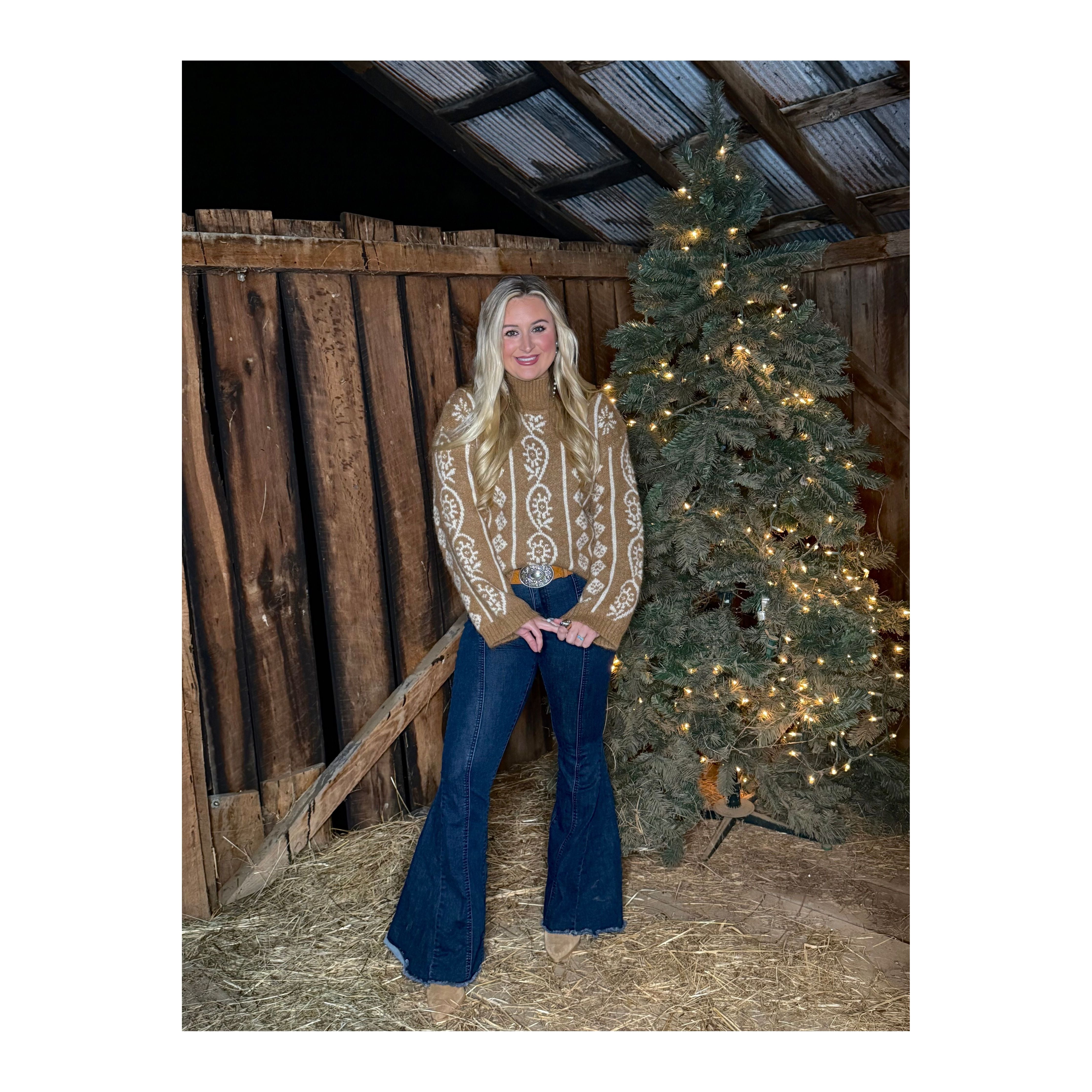Cozy Mock-Neck Taupe Sweater