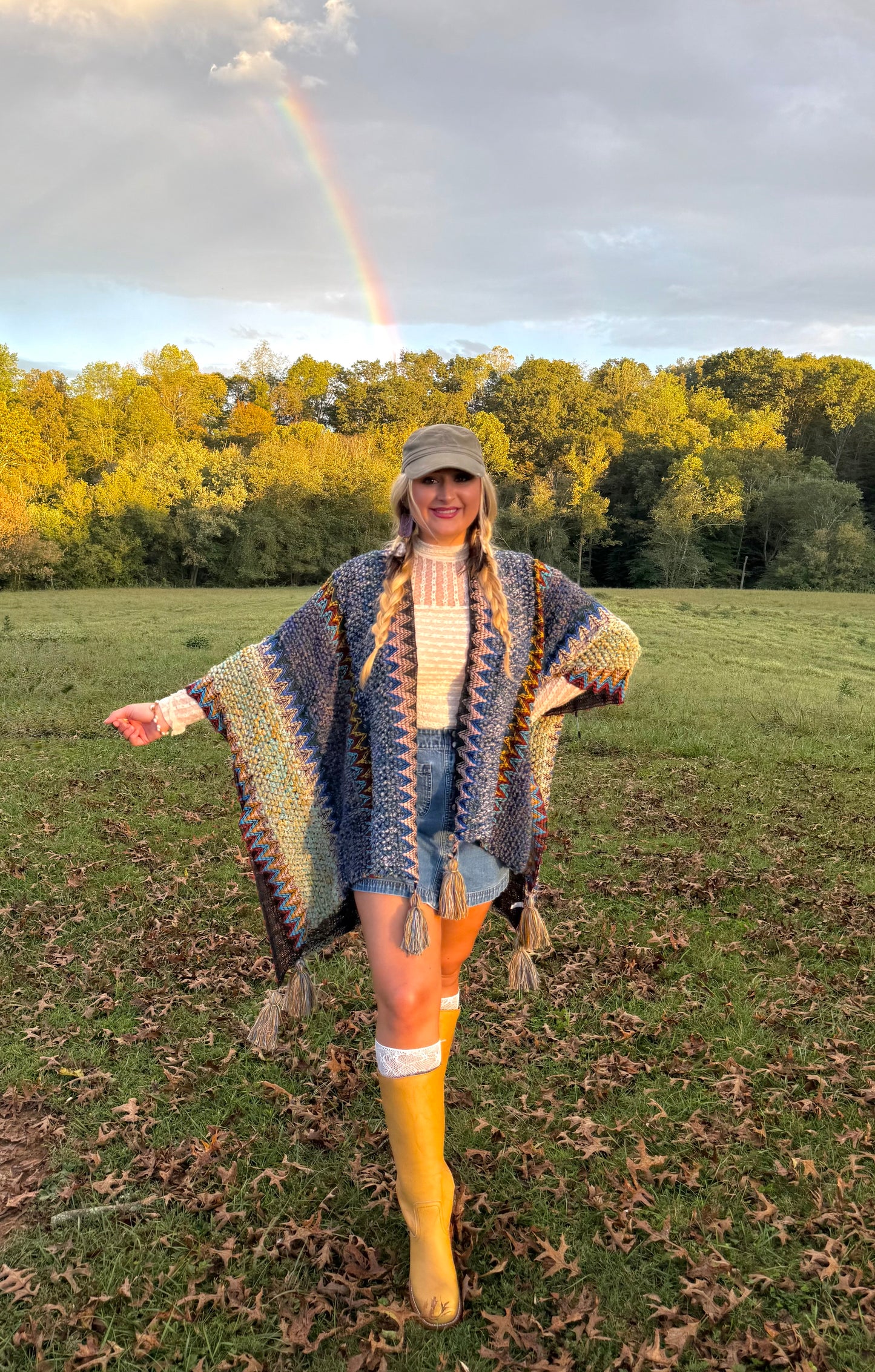 Boheme Soul Crochet Kimono in Blue