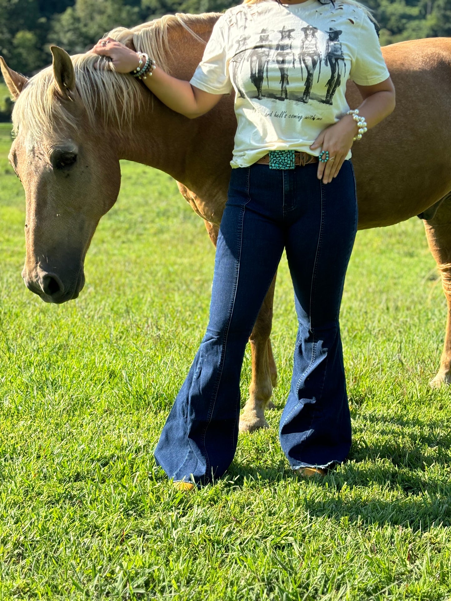 Suede Horseshoe Bell Bottoms