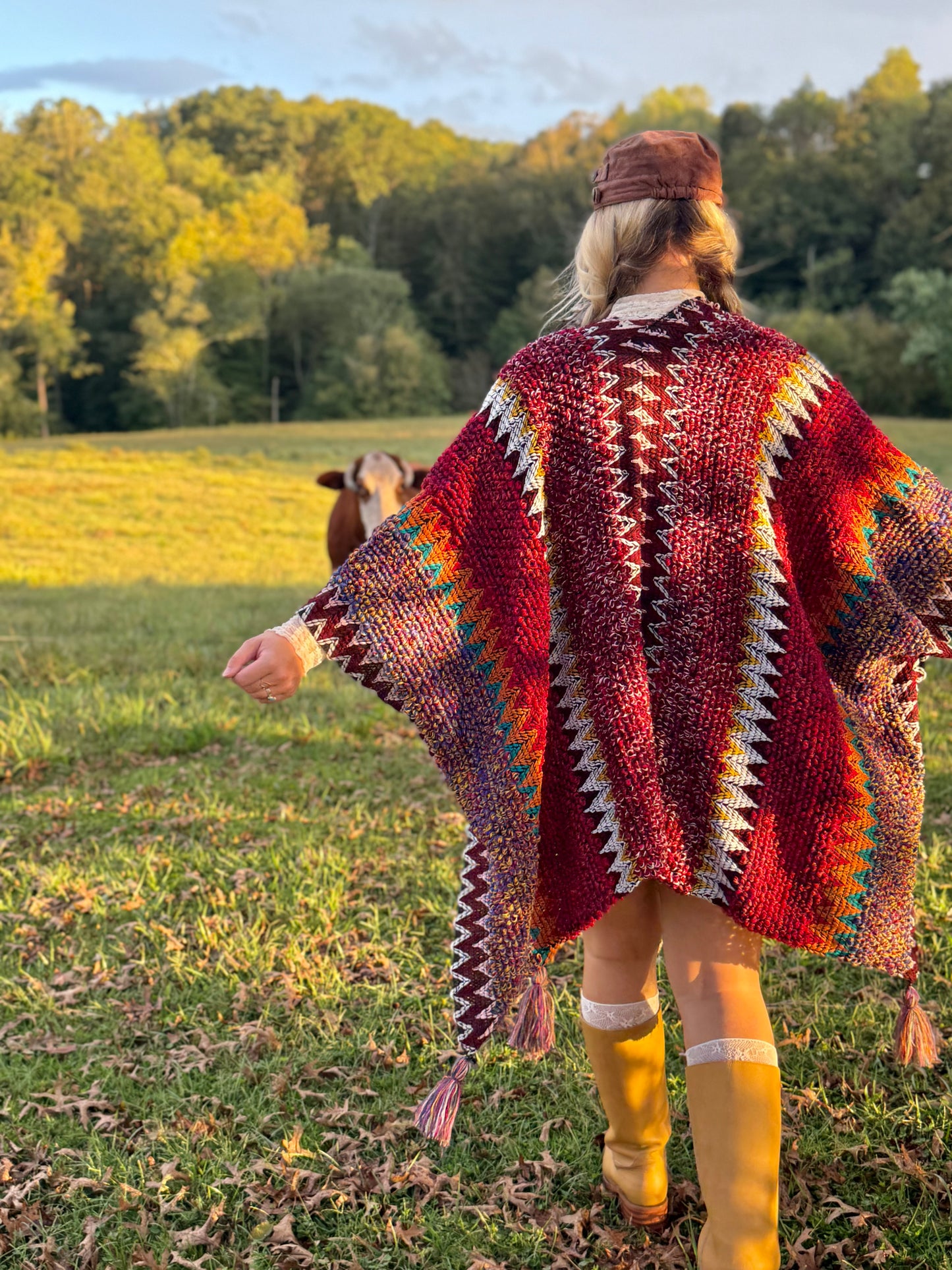 Boheme Soul Crochet Kimono in Red