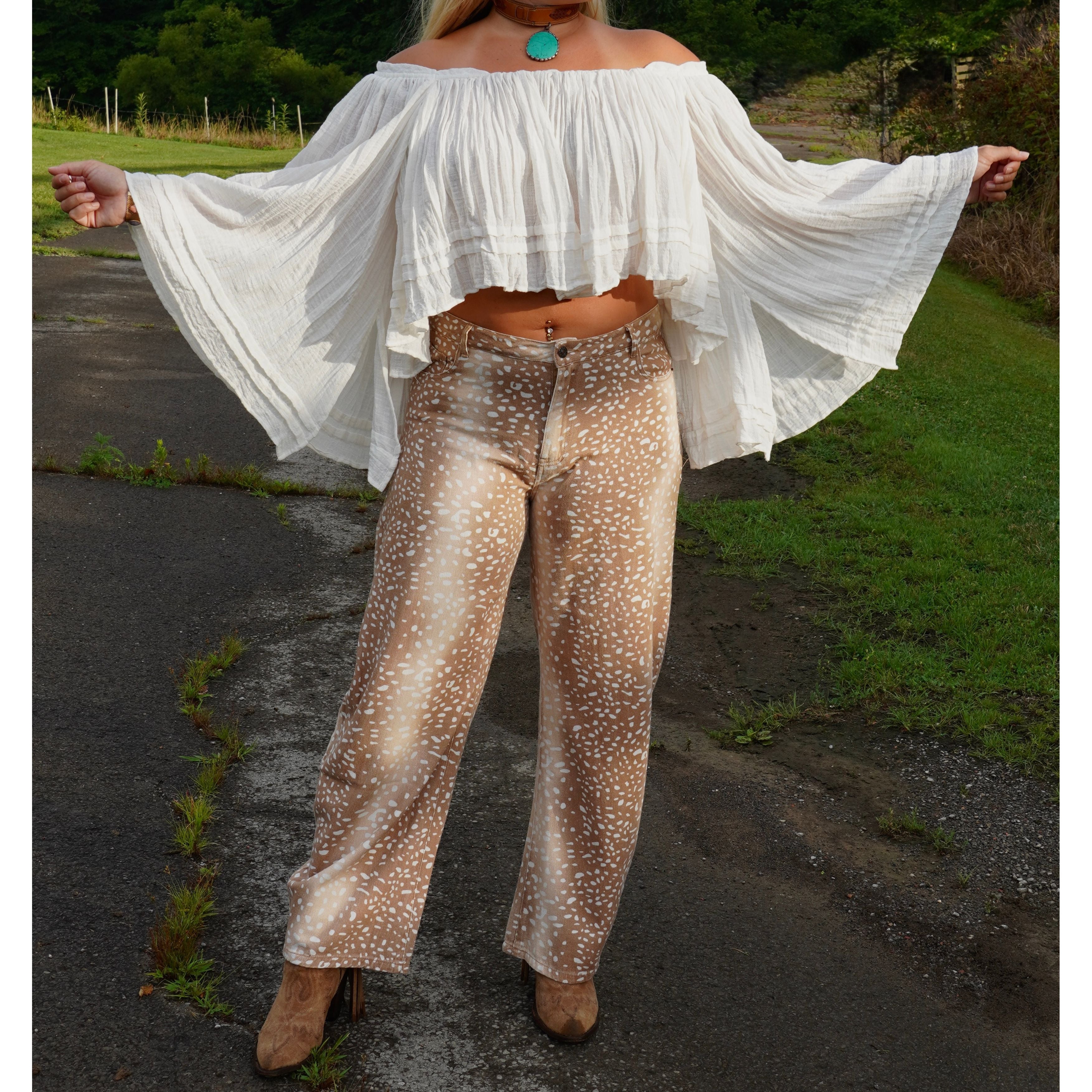Bambi Print Wide Leg Pants