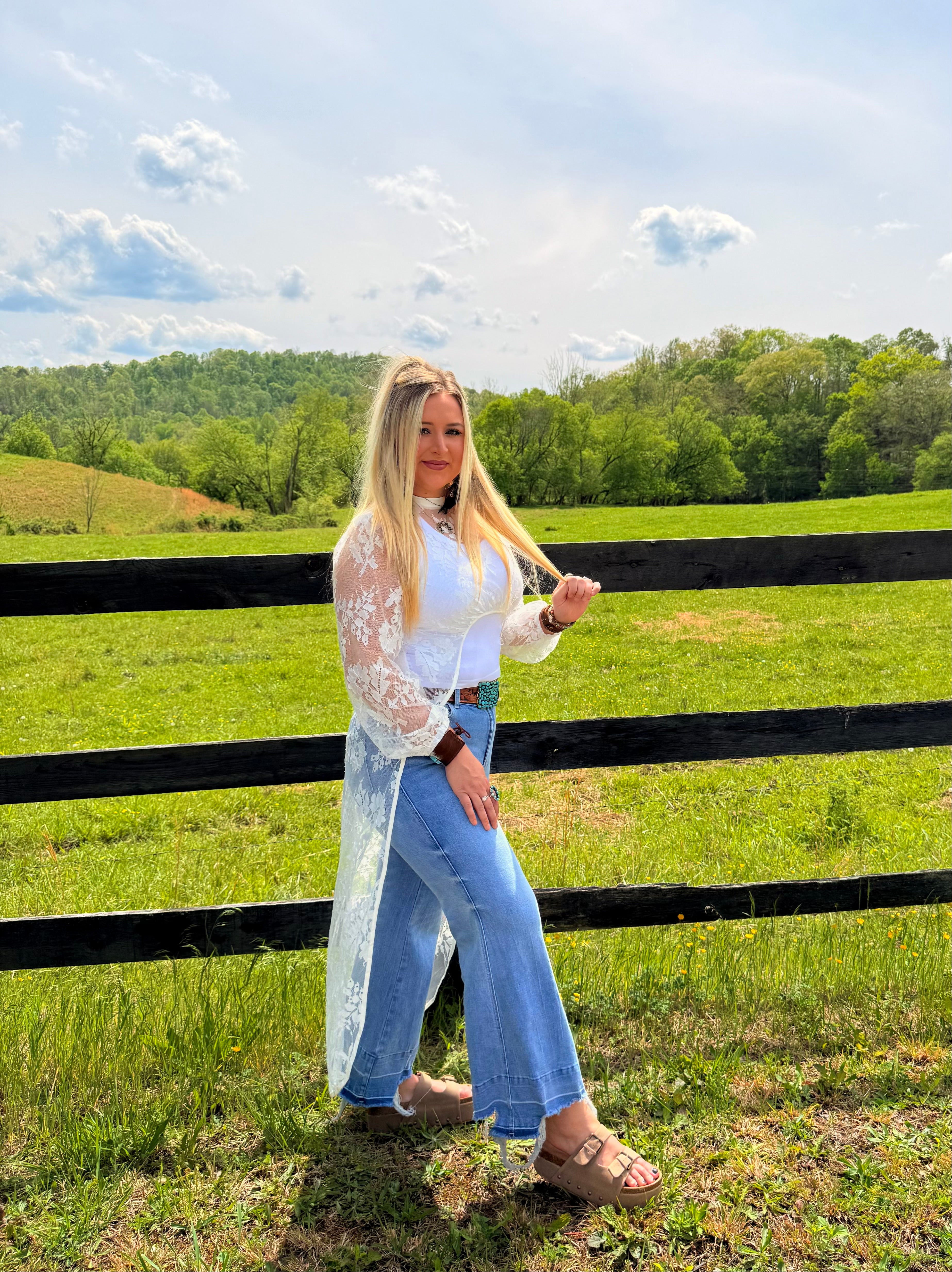 Rhiannon High Low Lace Sheer Top