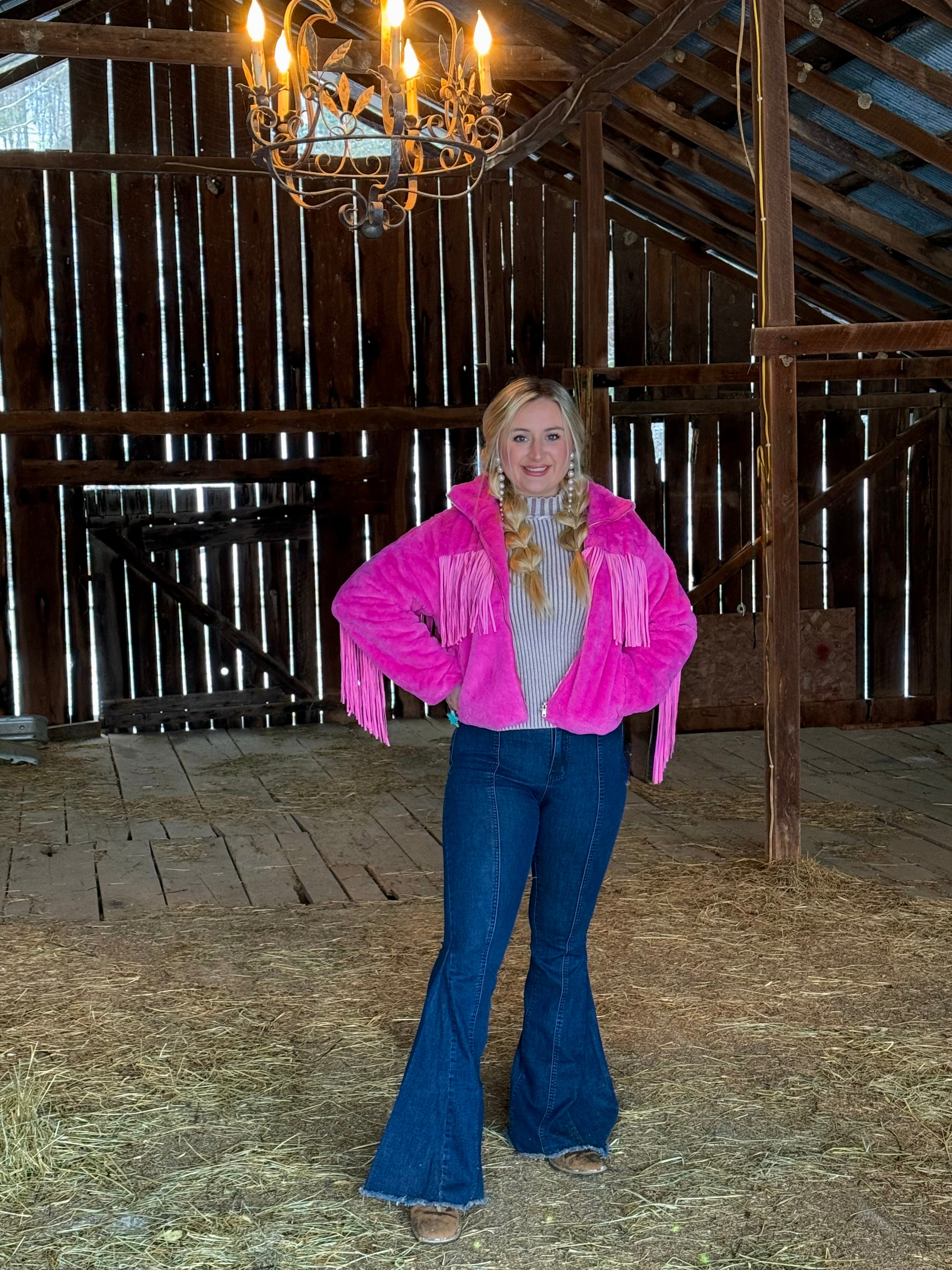 Pink Soft Fringe Jacket