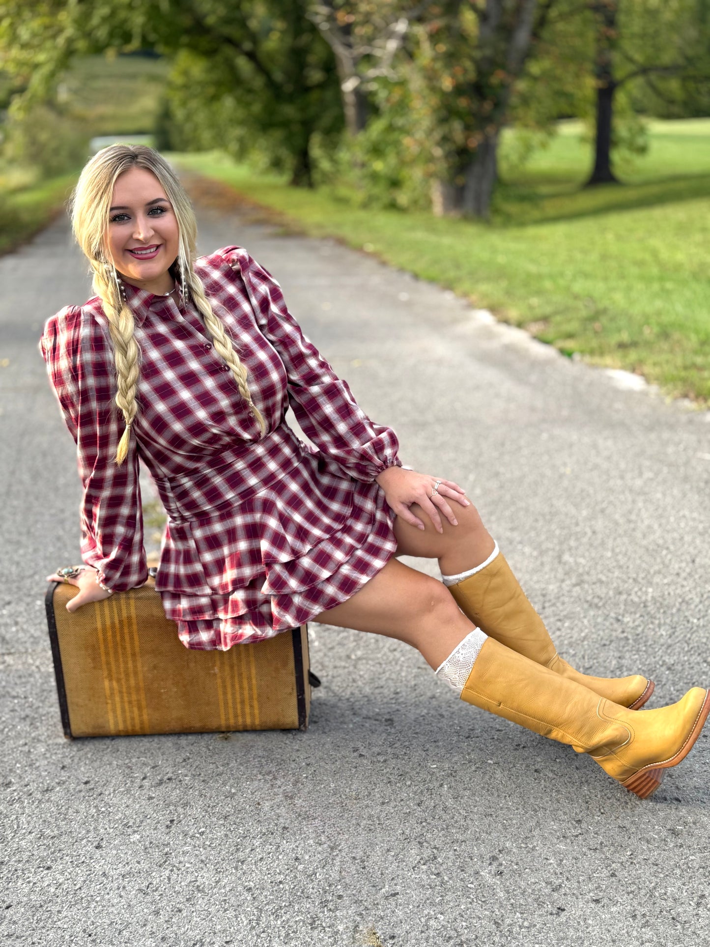Backyard Picnic Red Plaid Dress
