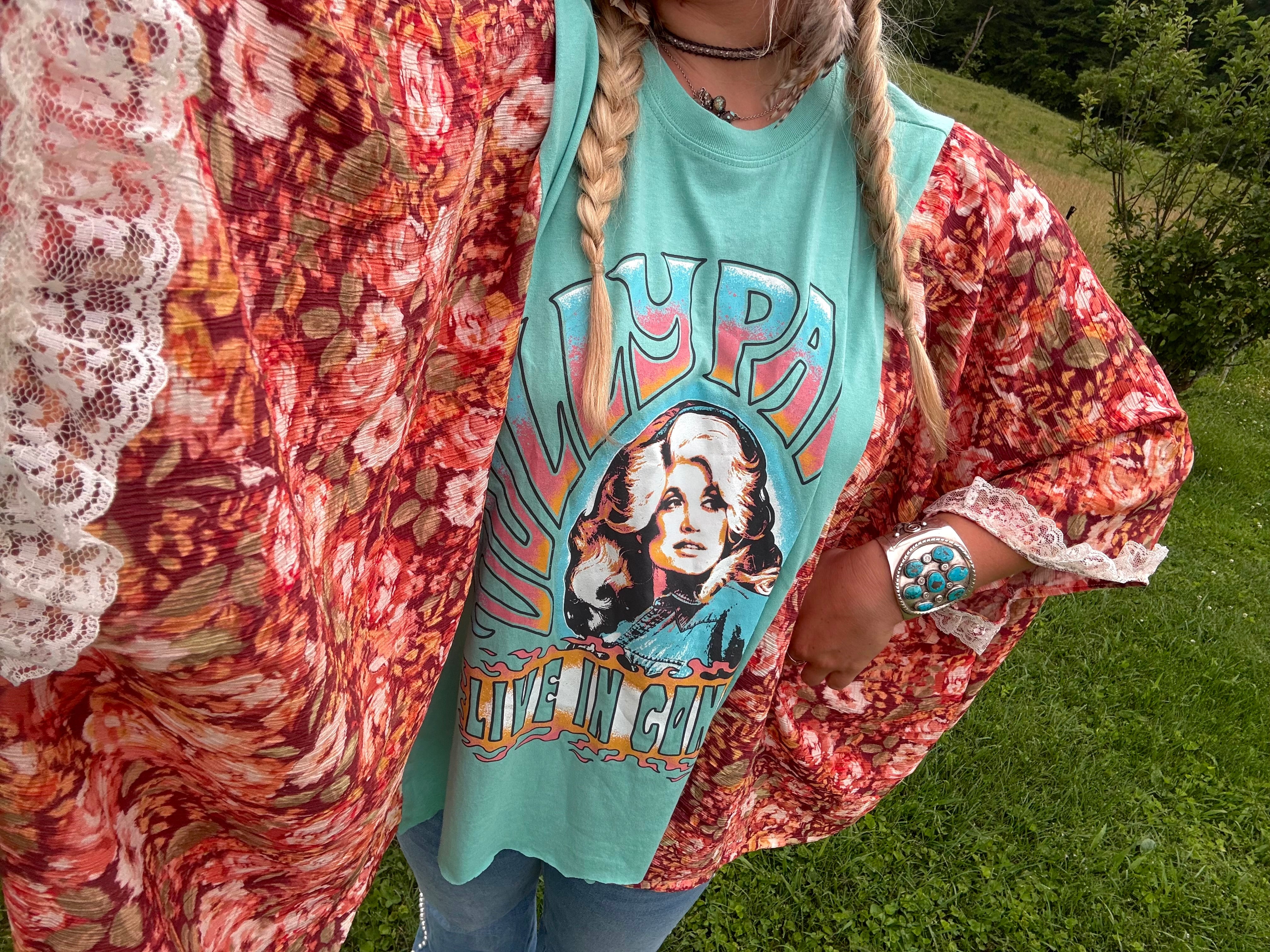 Dolly Upcycled Tee (lace trim)