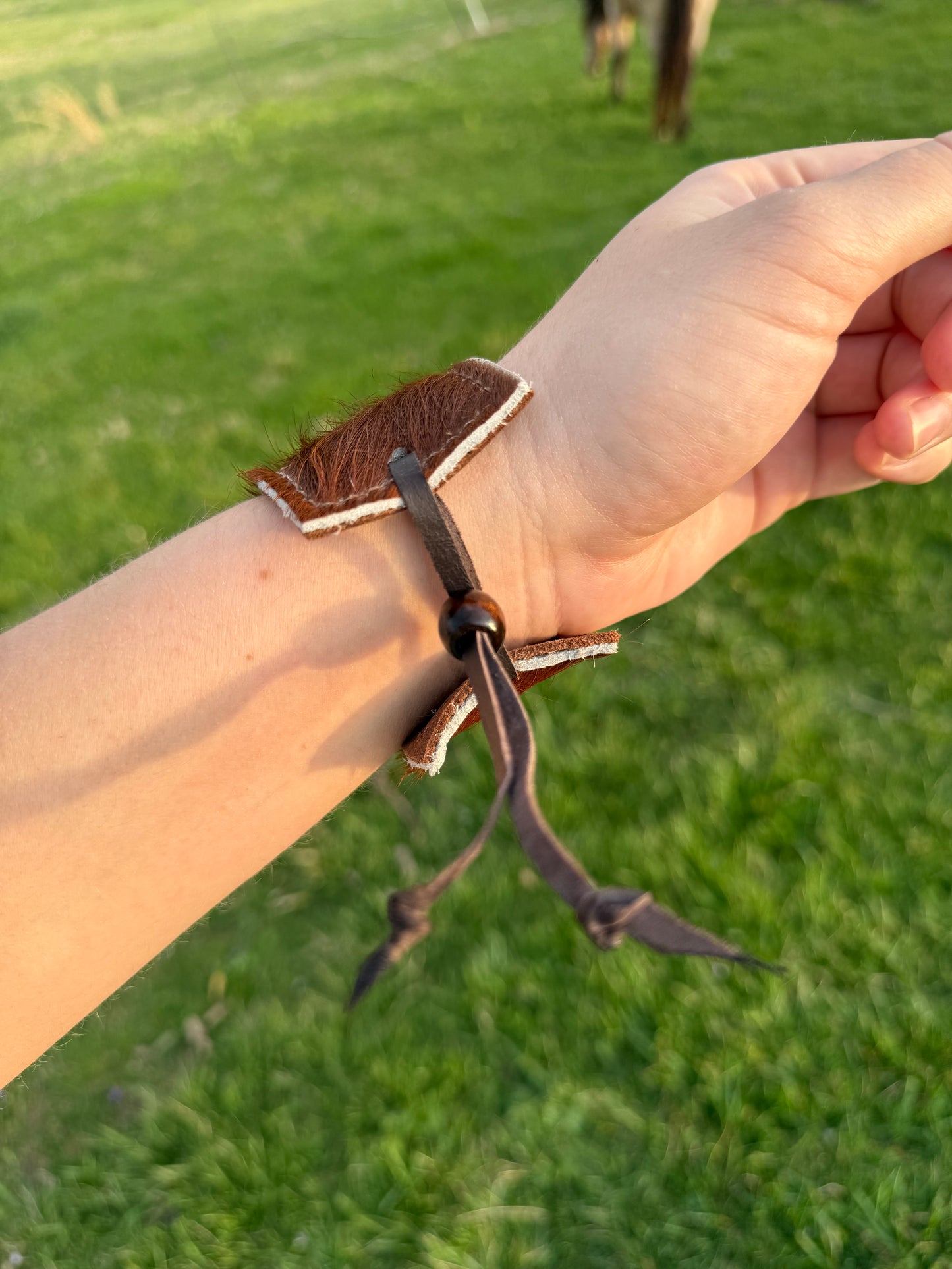 Leather Cow Hide Cuff (Dark)