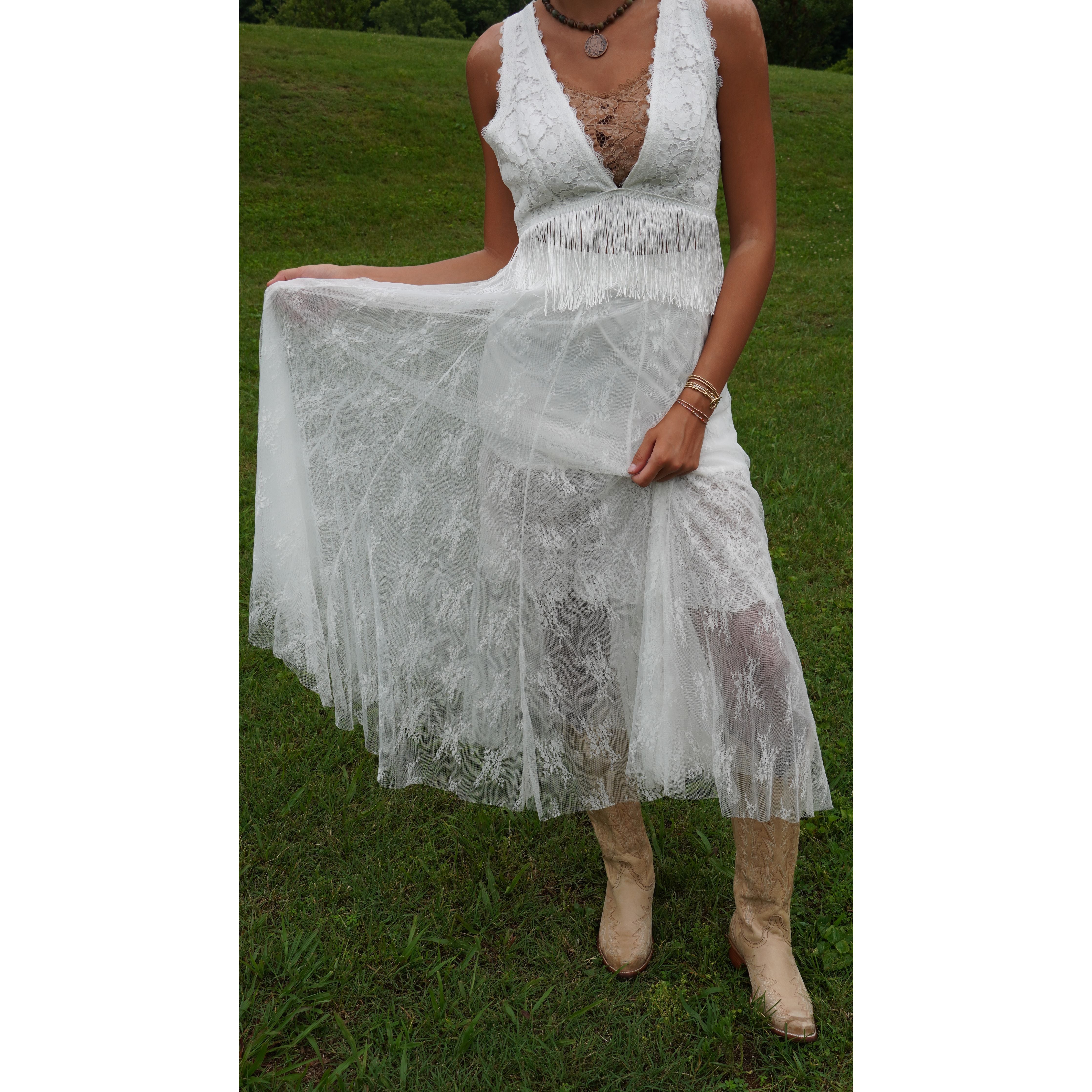 White Lace Sheer Layering Skirt