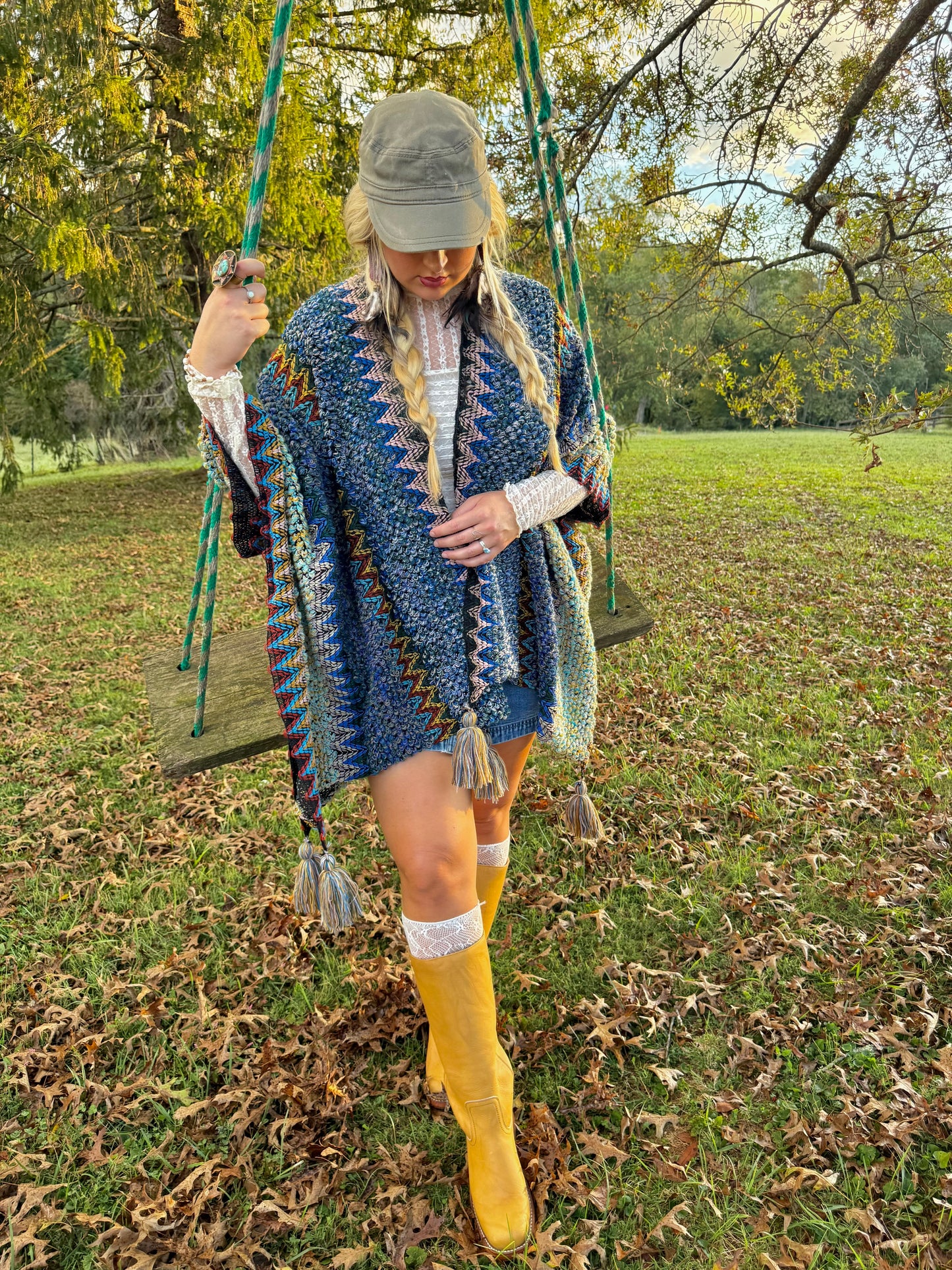 Boheme Soul Crochet Kimono in Blue