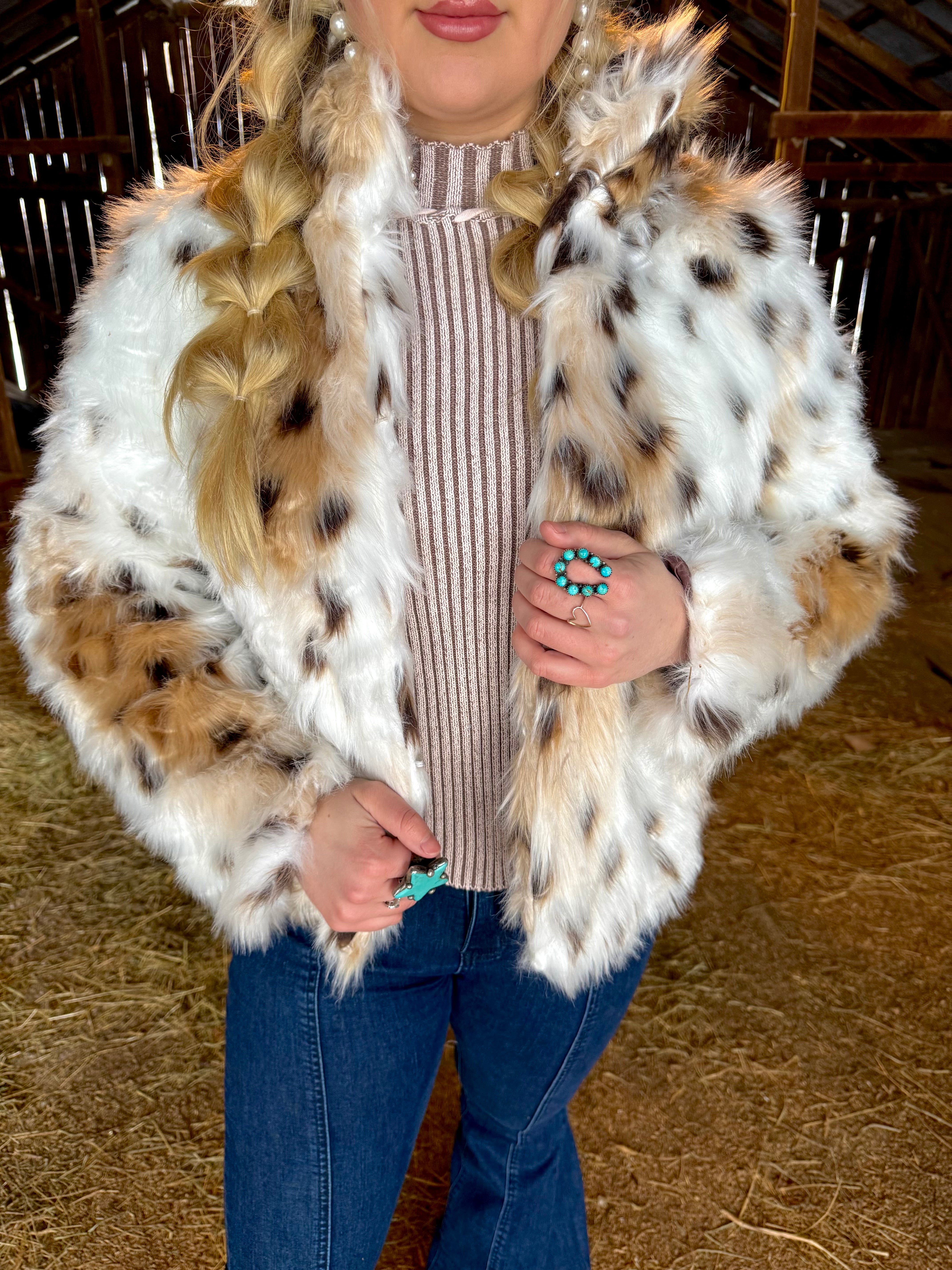Snow Leopard Faux Fur Coat