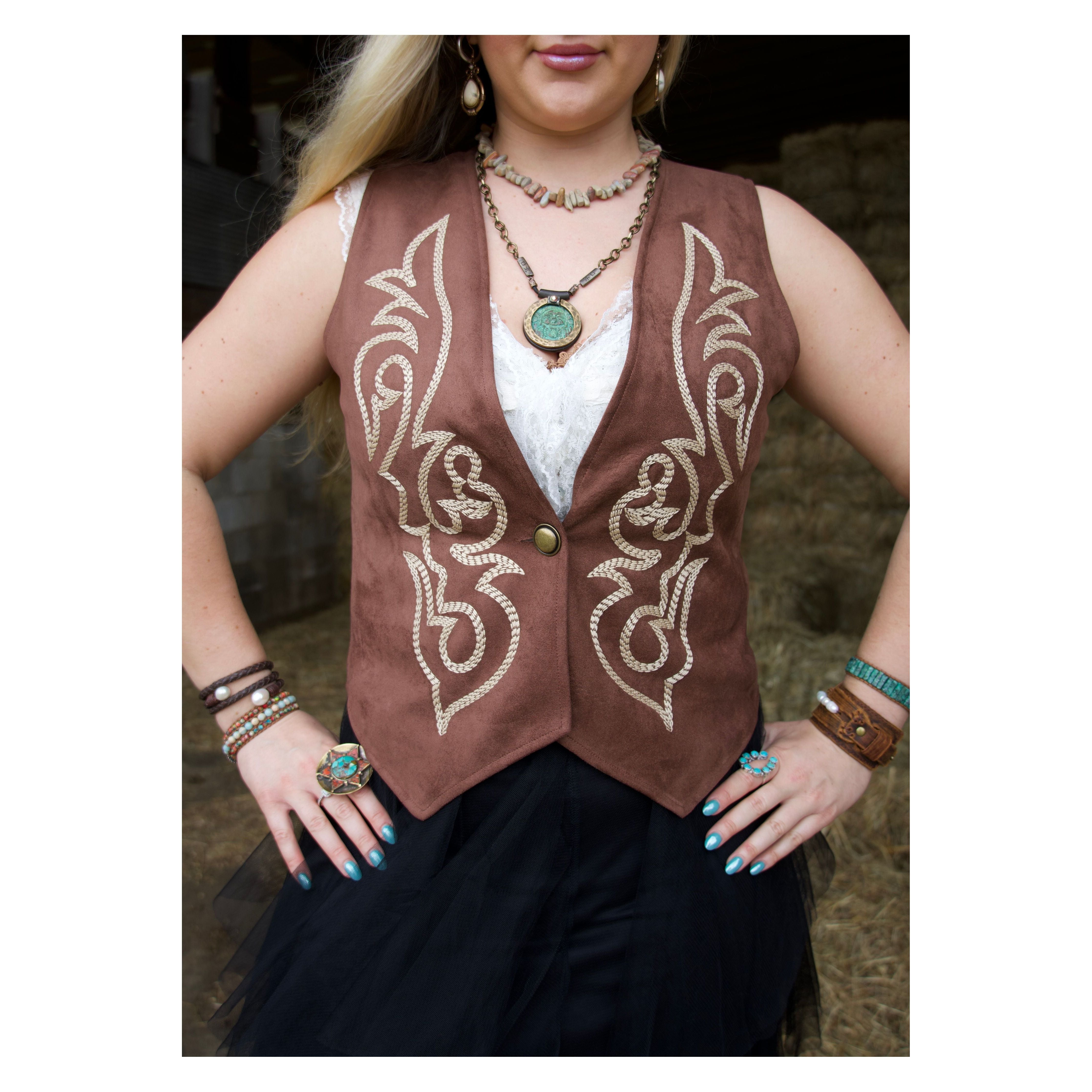 Country Days Chocolate Brown Suede Vest