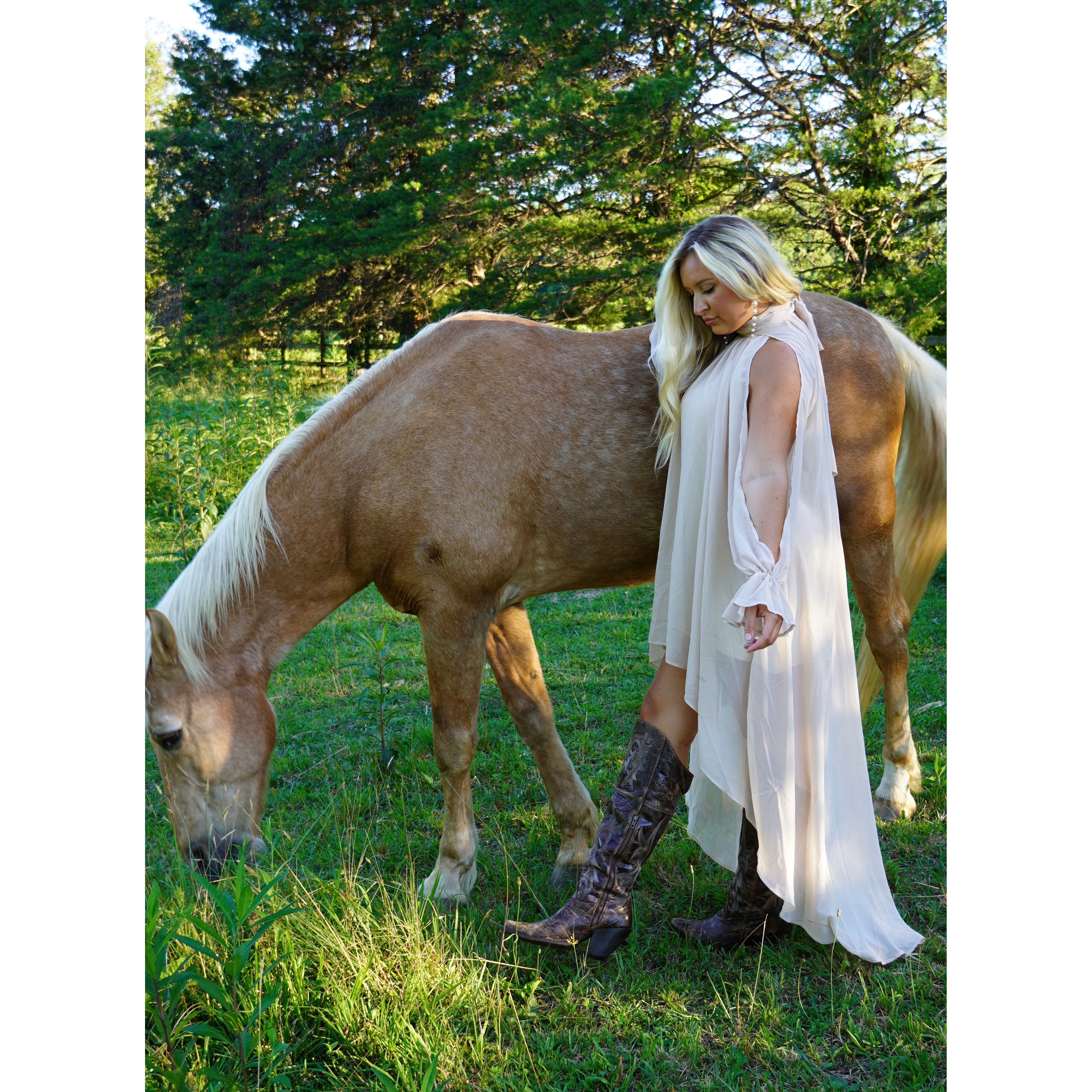 Elegant High Low Flowy Dress in Cream