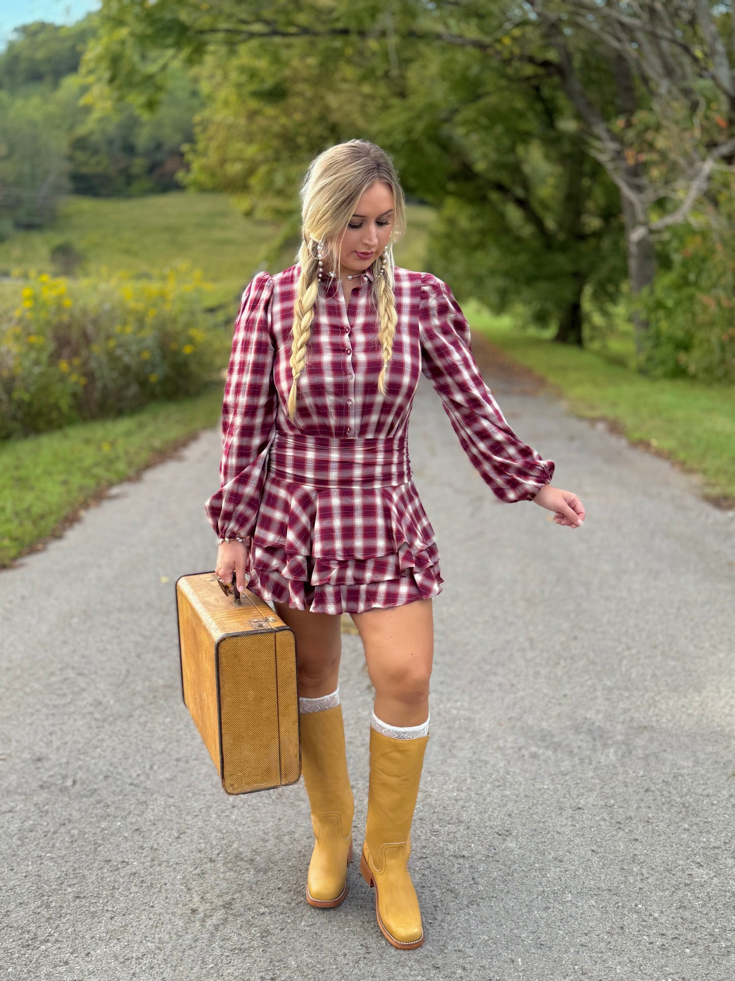 Backyard Picnic Red Plaid Dress