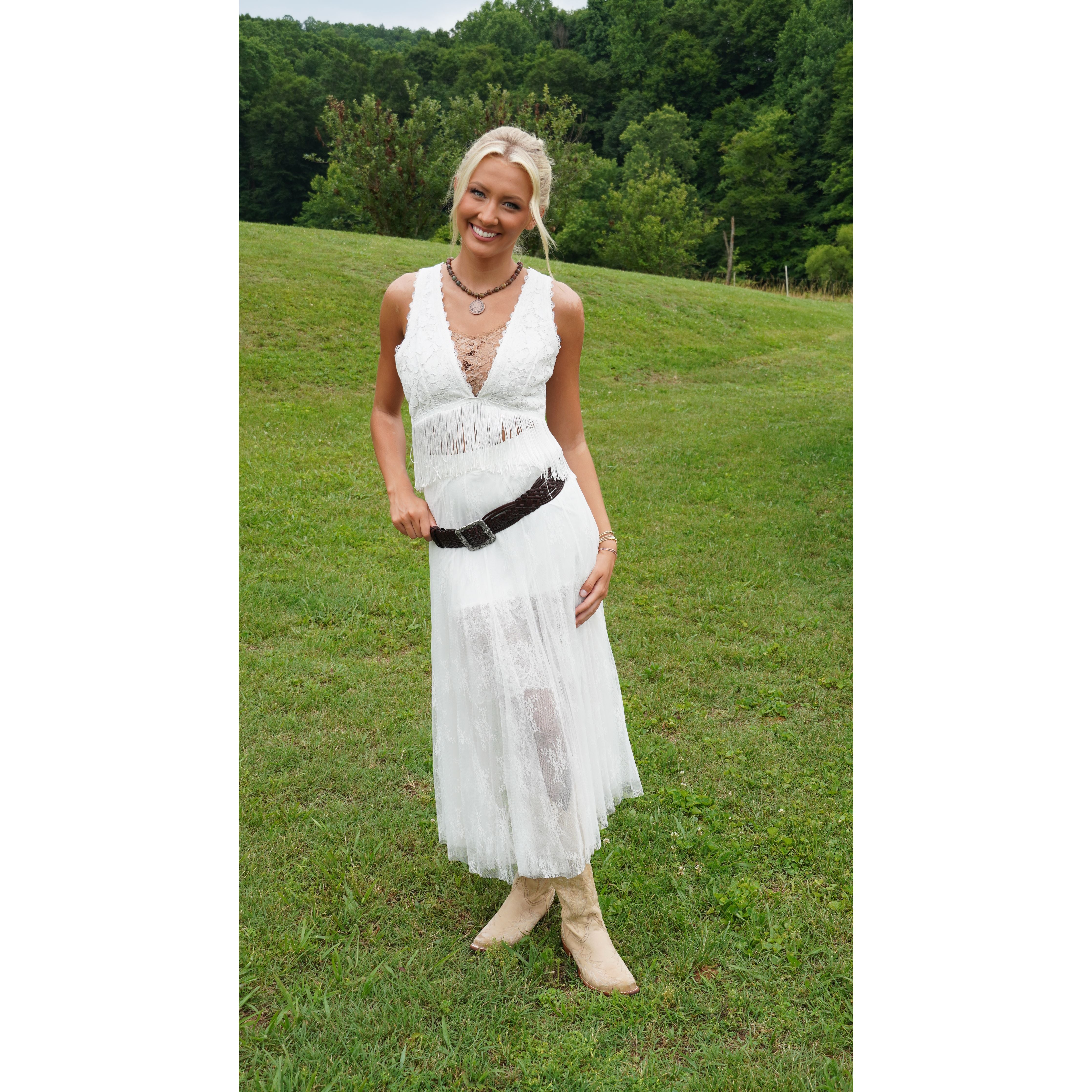White Lace Sheer Layering Skirt