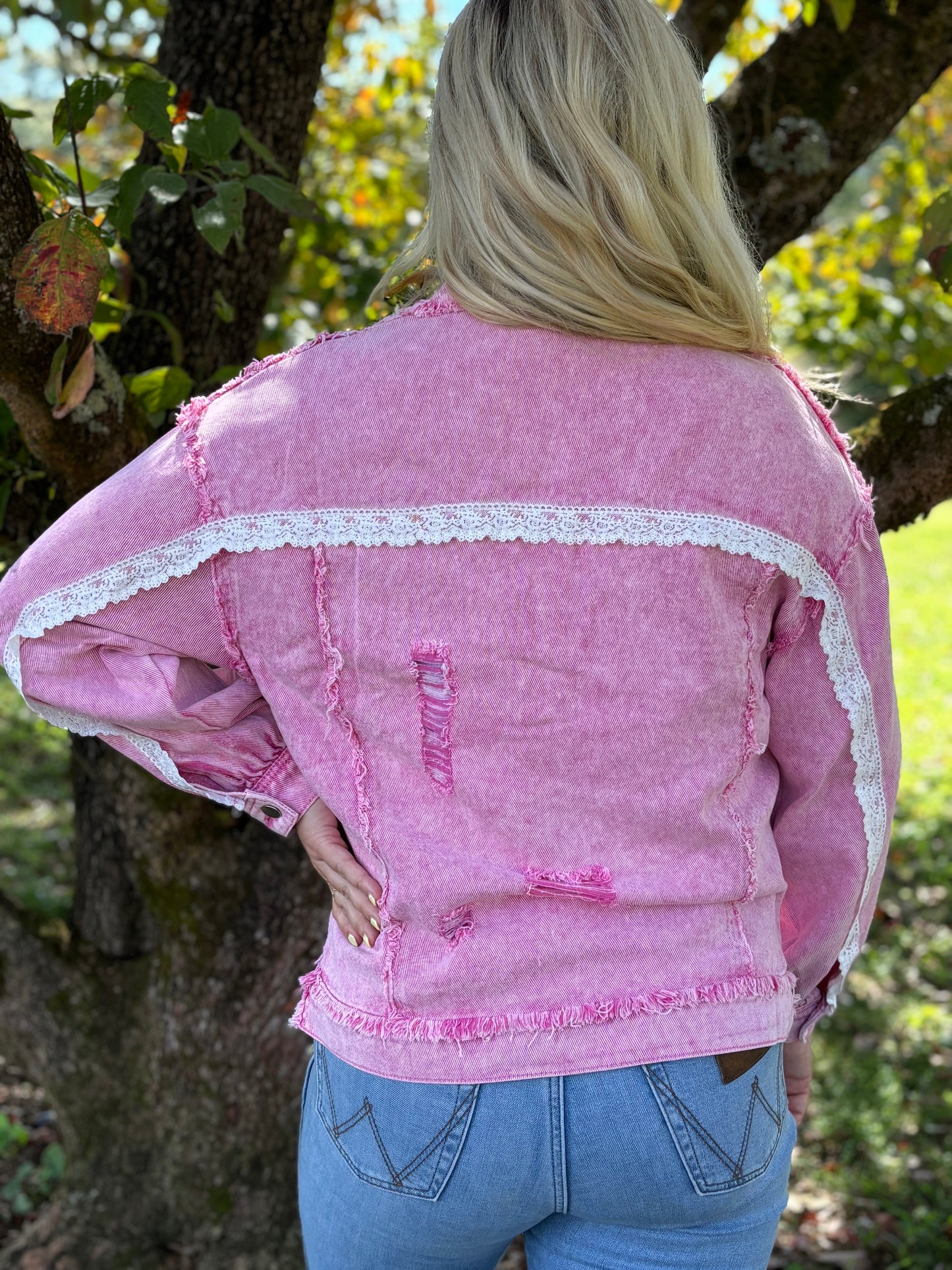 The Lolita Pink Lace Trim Shacket