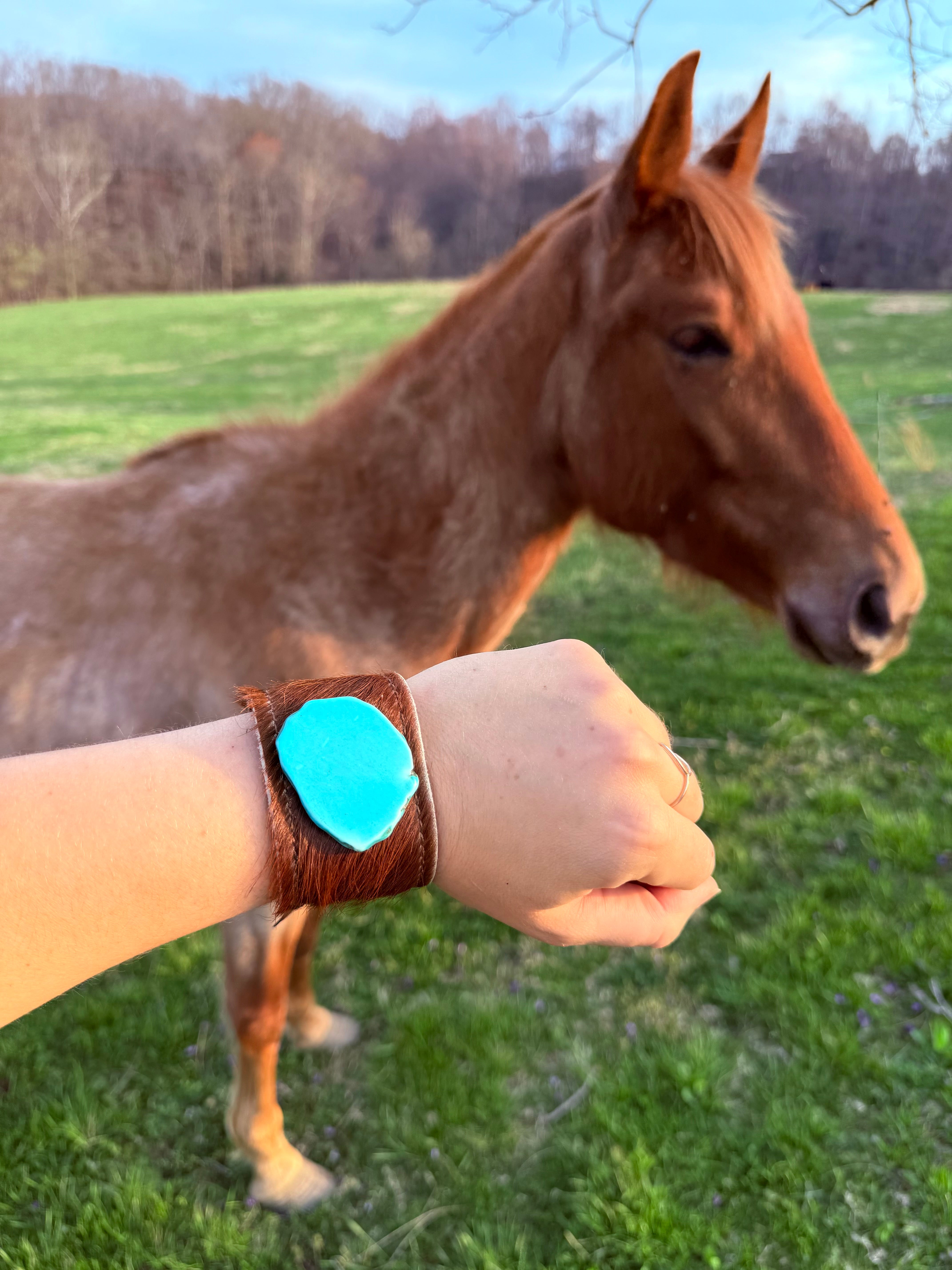 Leather Cow Hide Cuff (Dark)