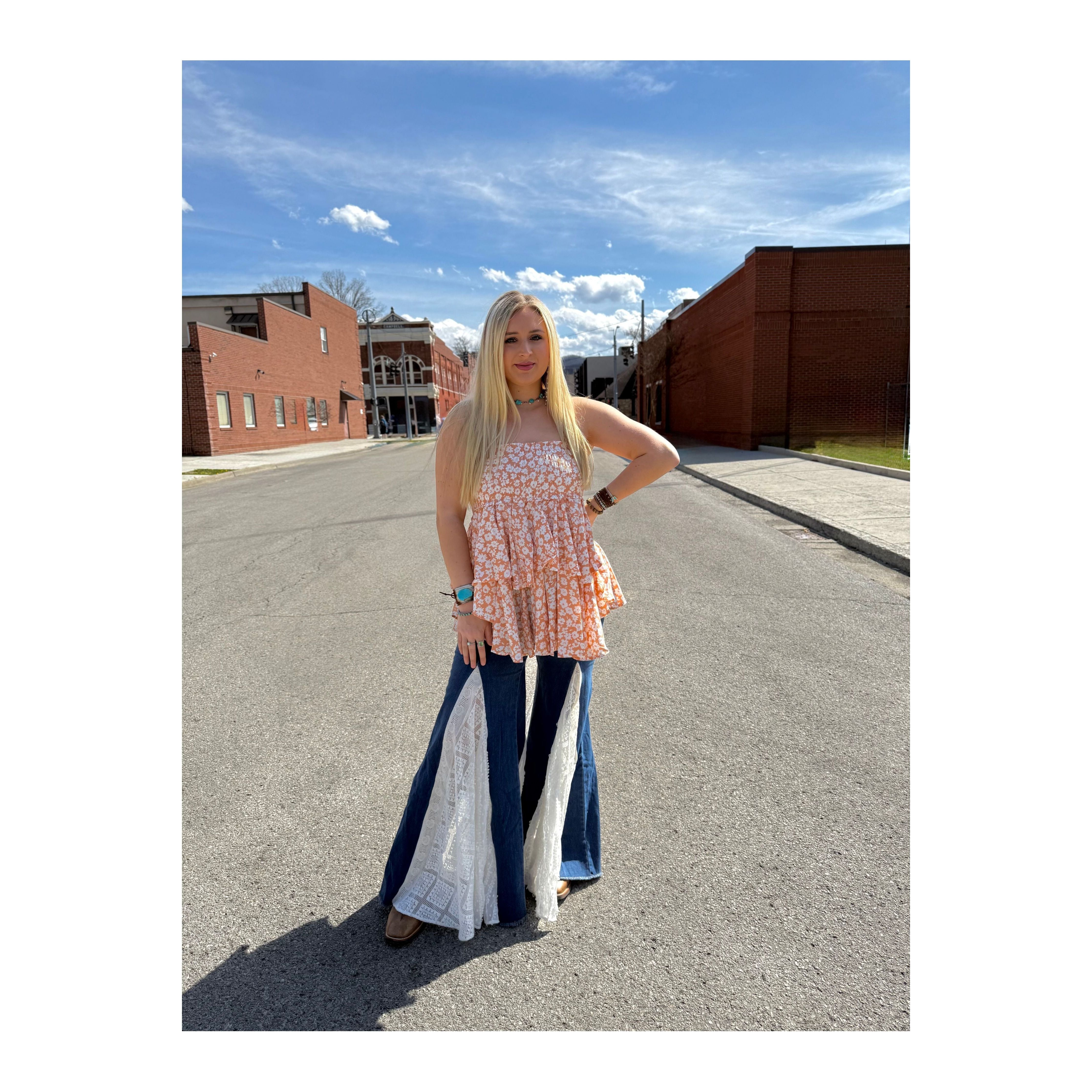 My Dream Bell Bottom White Lace